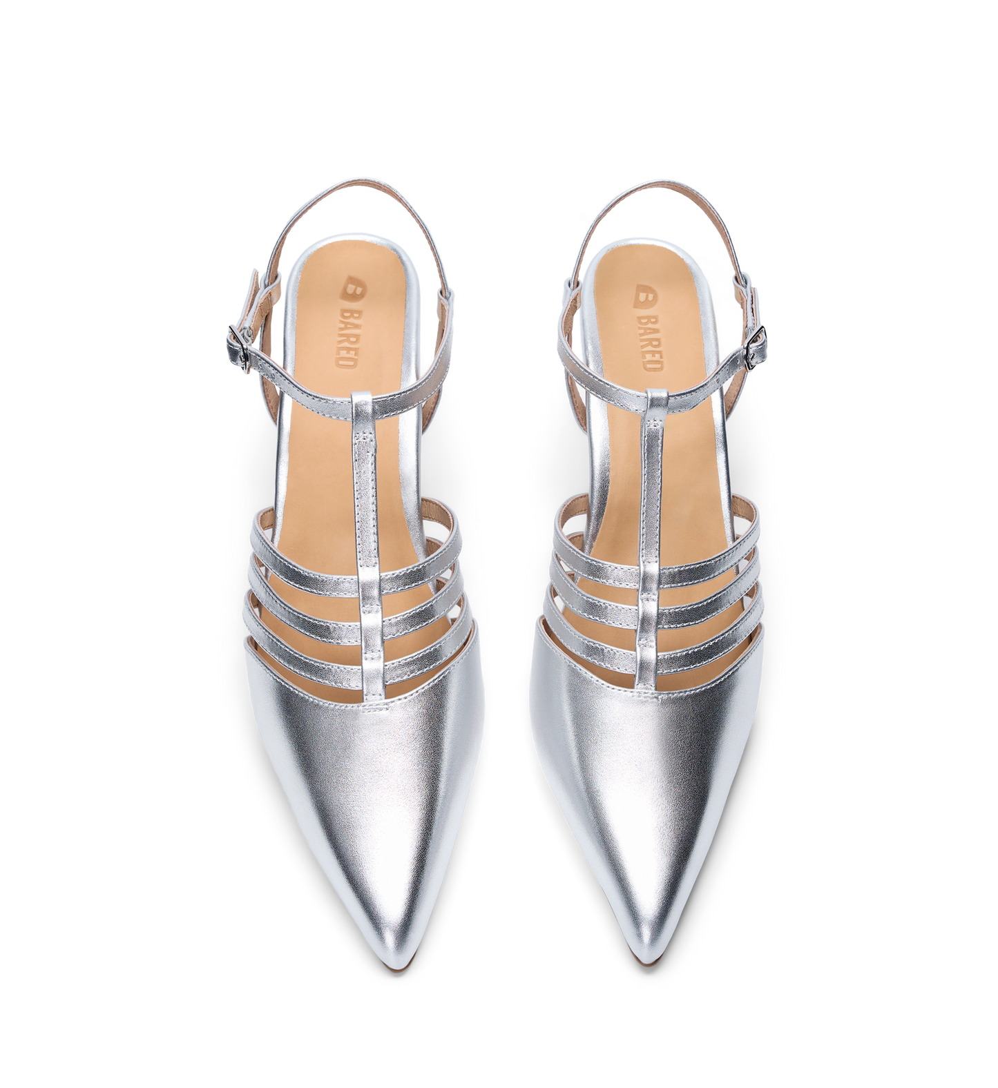 Calliope Silver Leather Low Heels
