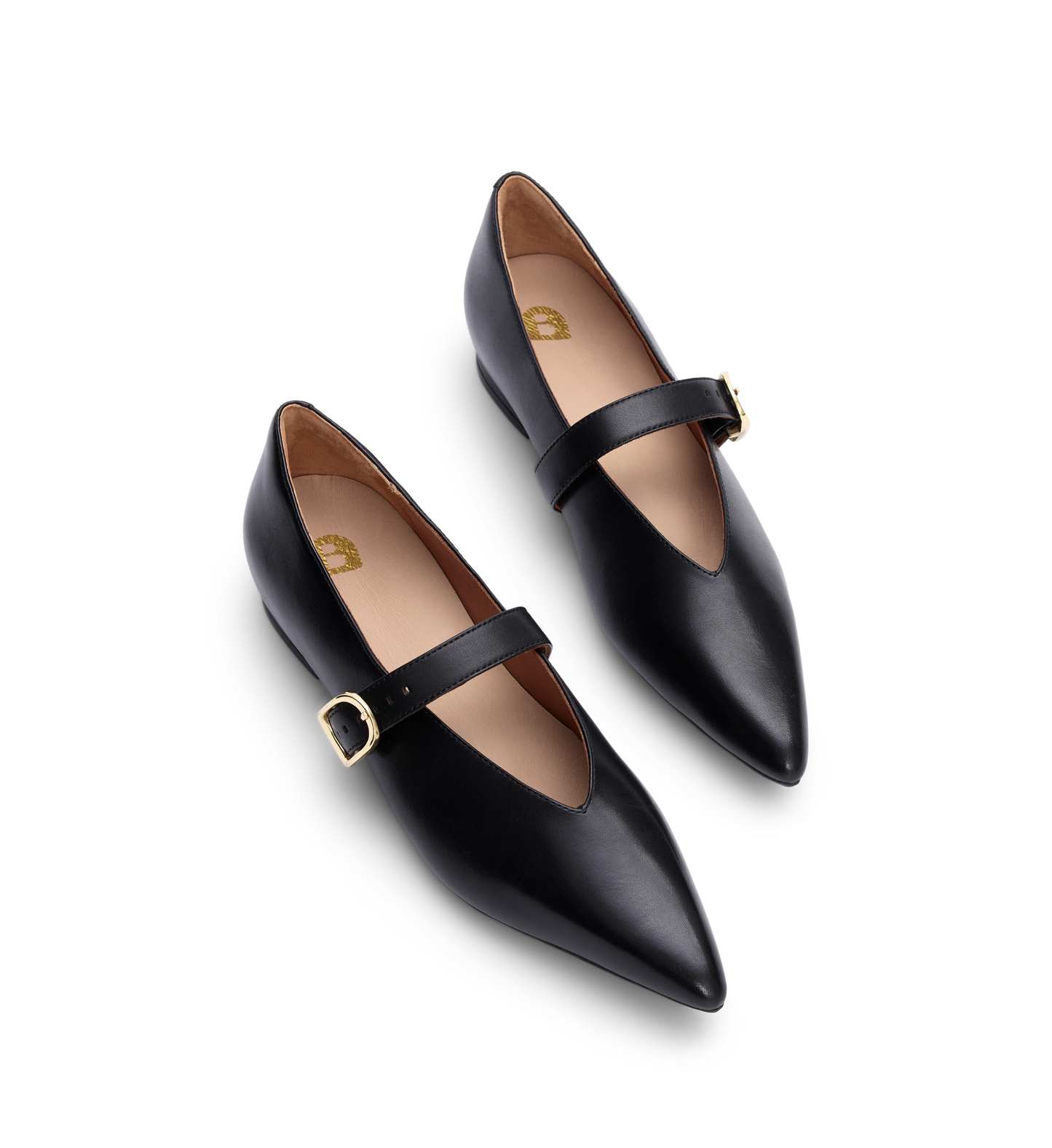 Freira Black Leather Ballet Flats