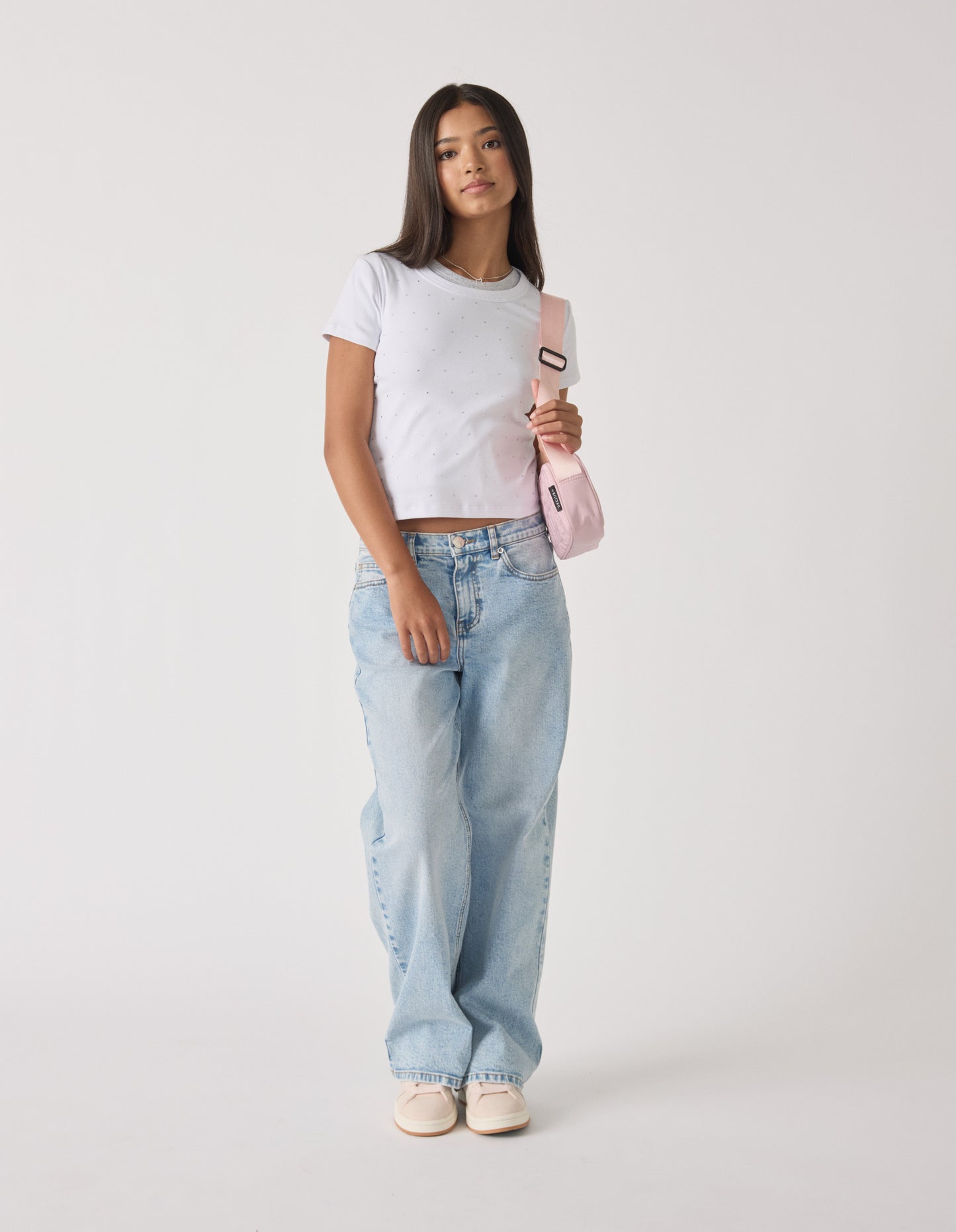 Girls Haylee Crystal Crop Tee