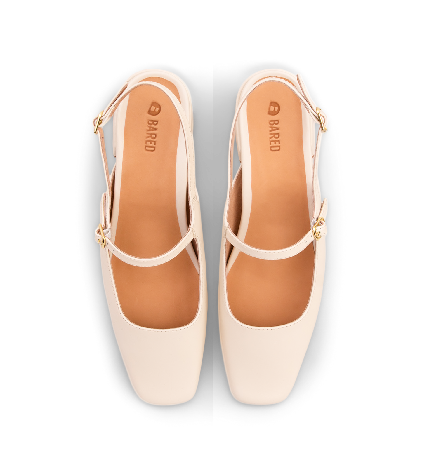 Myza Ecru Boxed Leather Low Heels