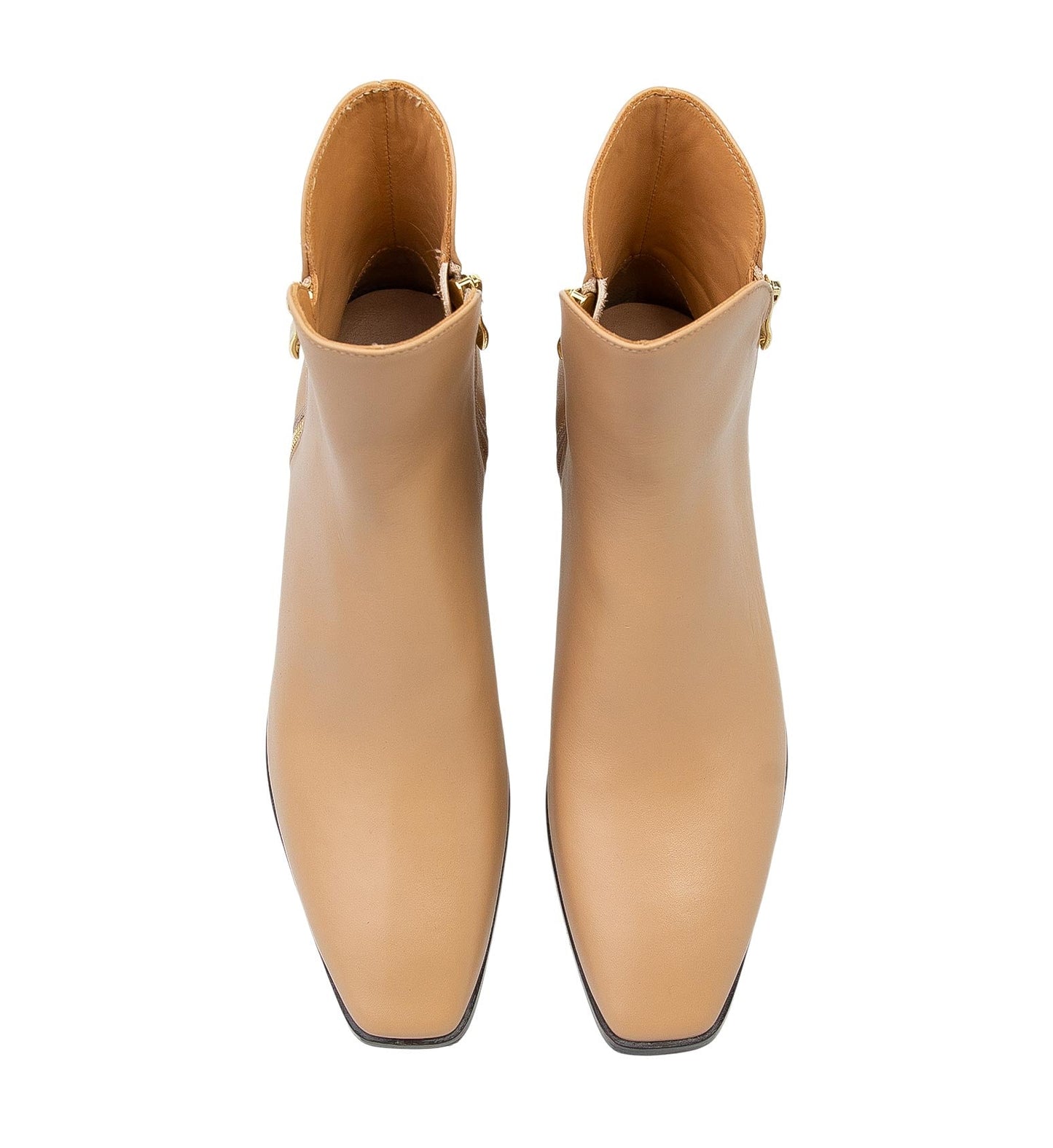 Comfortable Women's Beige Leather Zip Boots