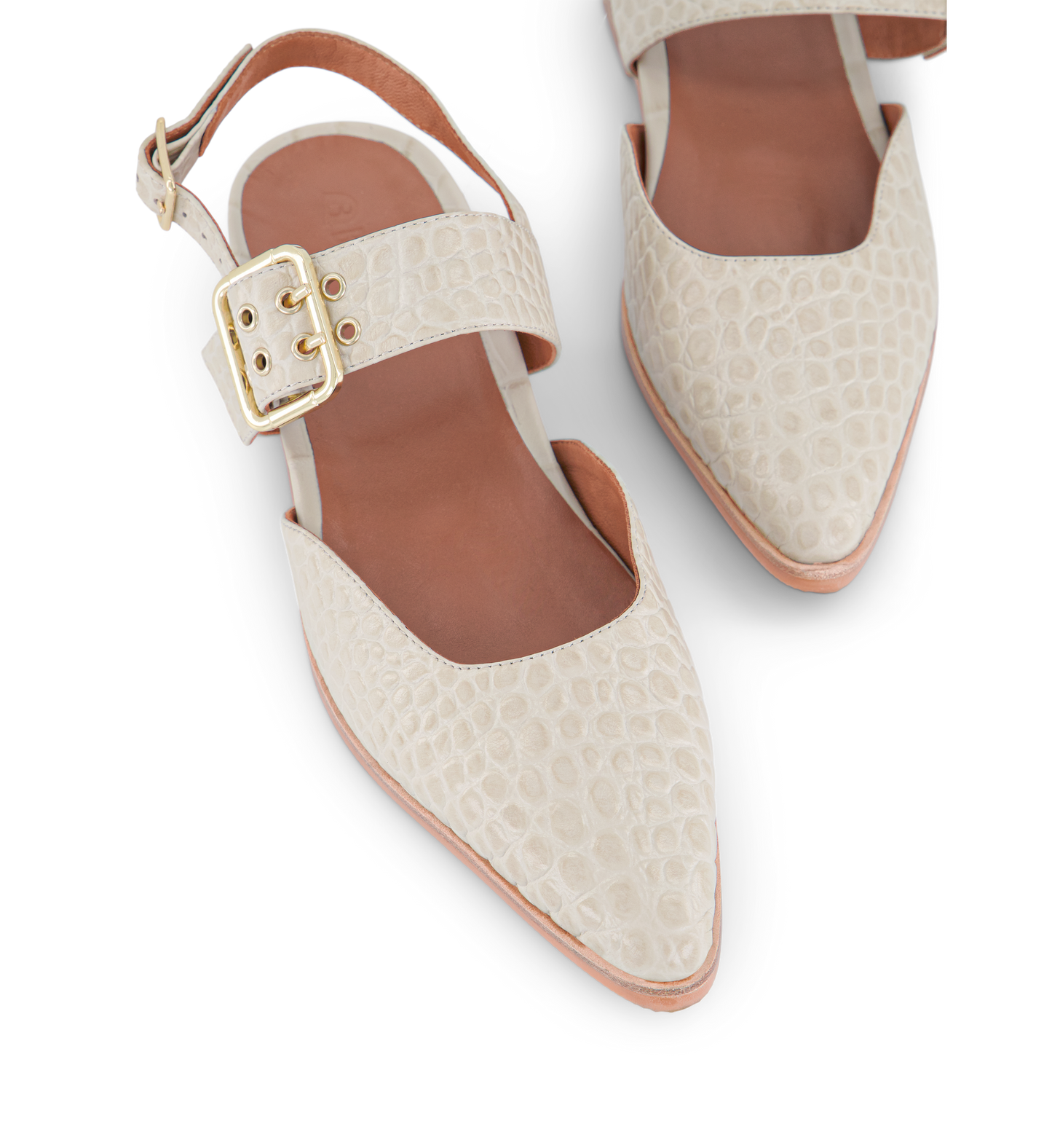 Sharpbill Chai Croc Emboss Leather Flats