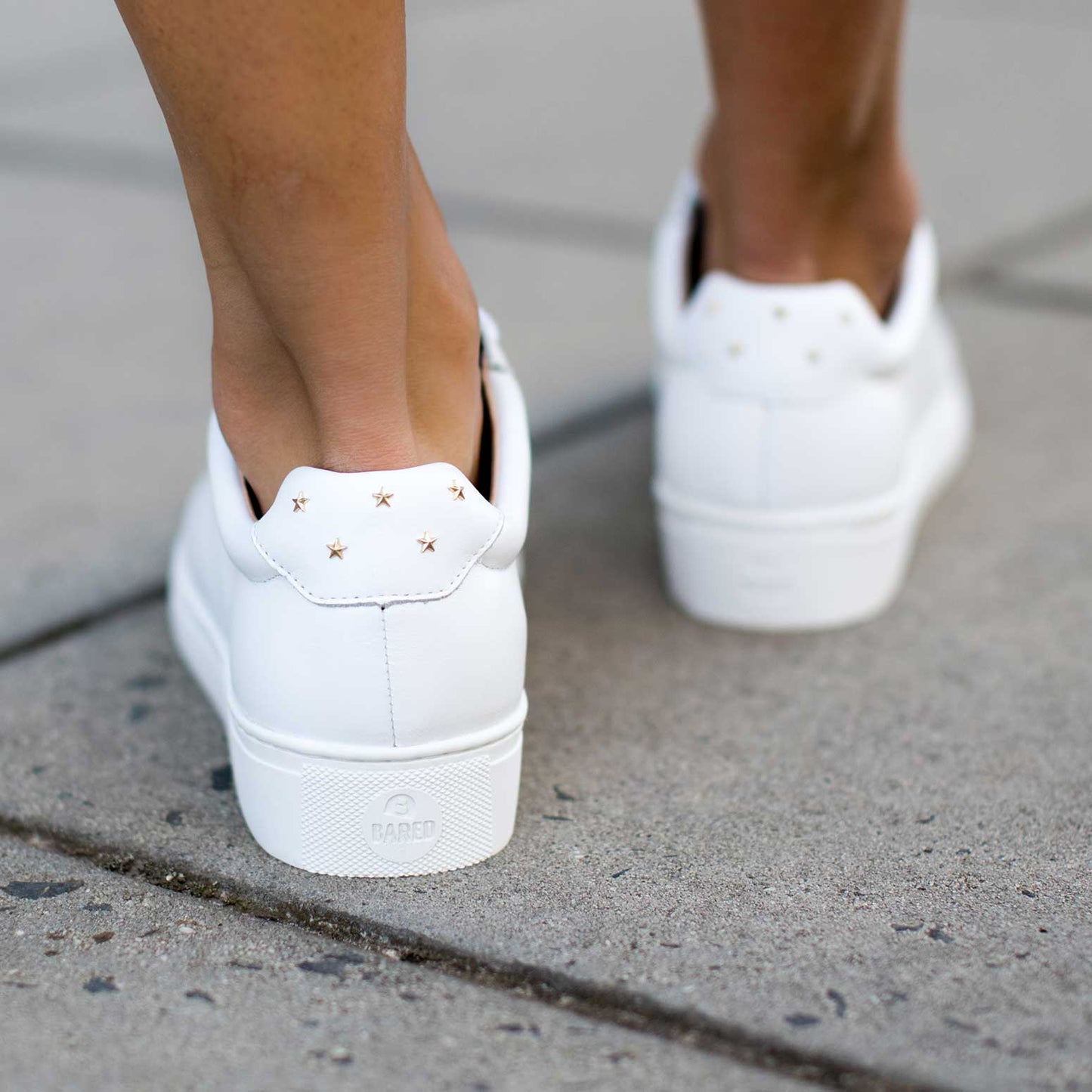 Thorntail White Leather & Gold Stars Sneakers