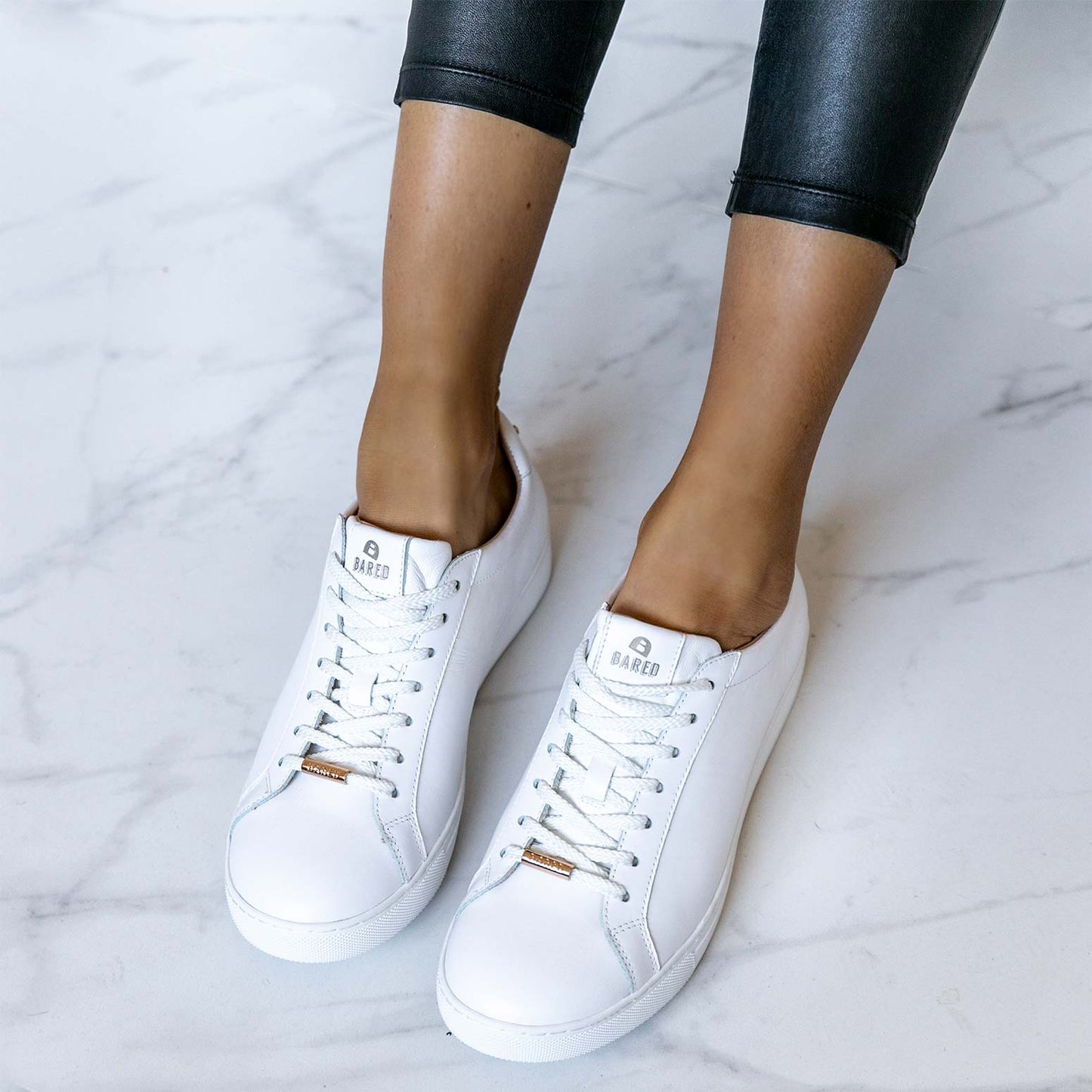 Thorntail White Leather & Gold Stars Sneakers