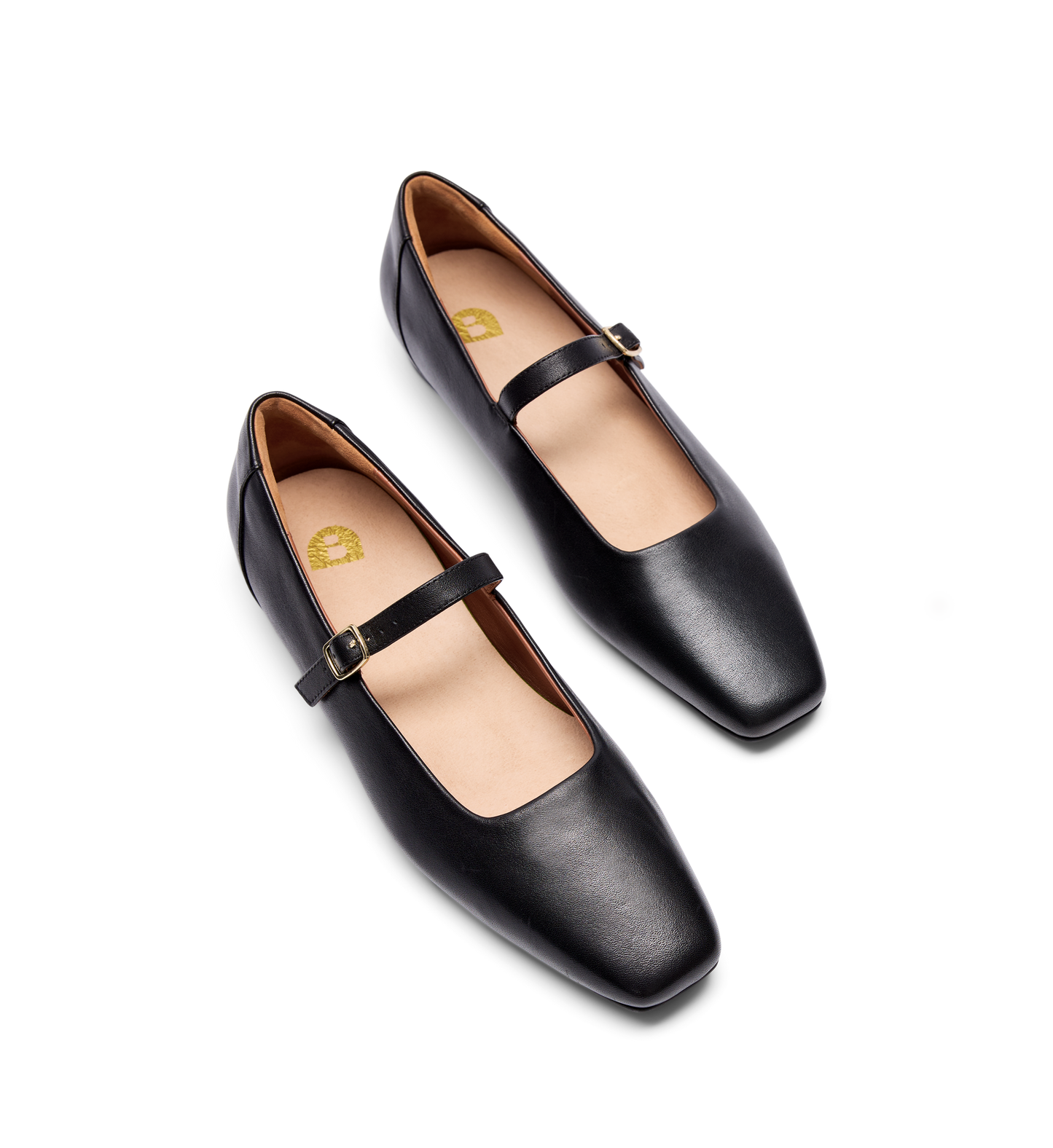 Turtur Black Leather Ballet Flats