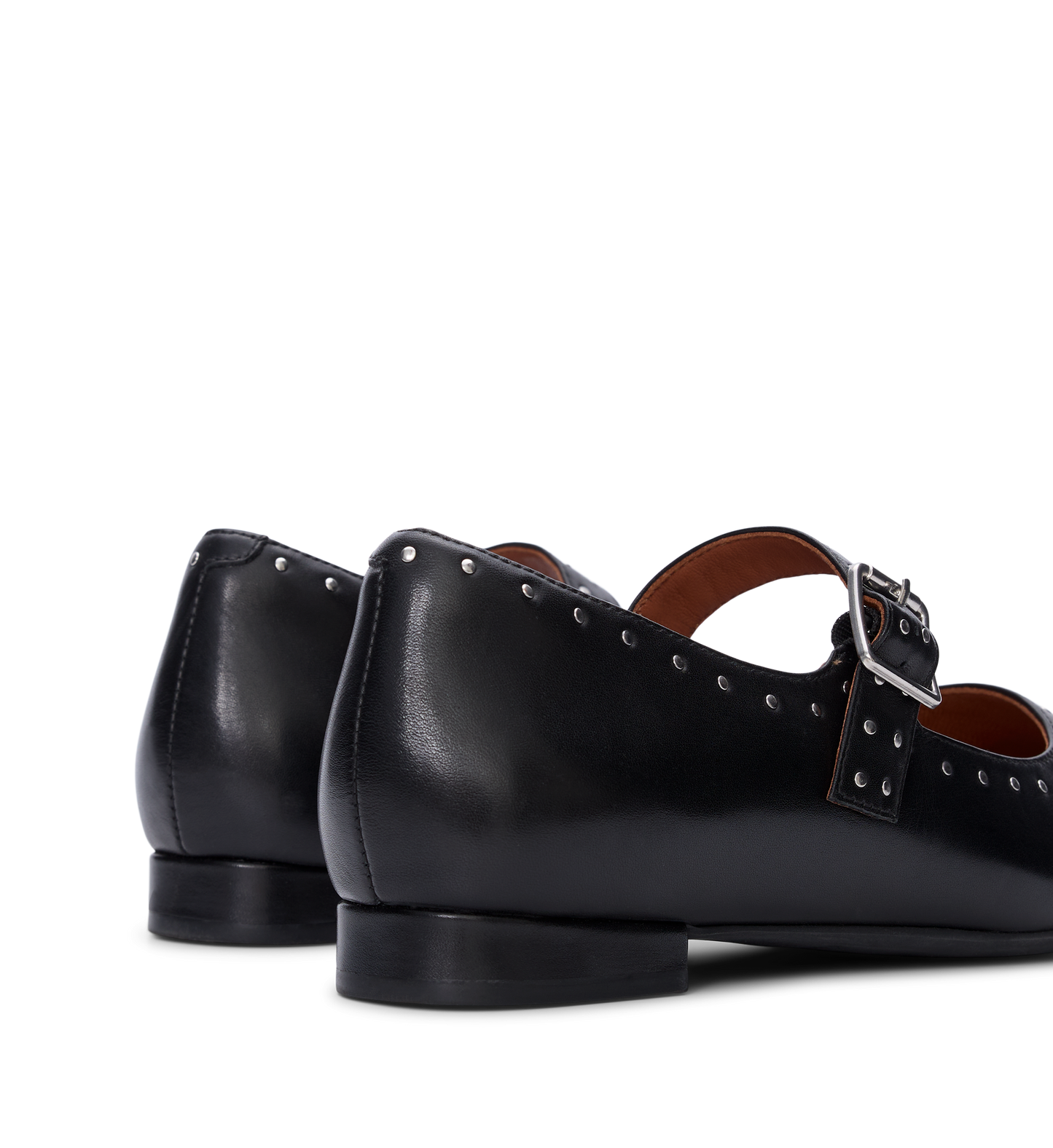 Tyto Black Leather & Hardware Ballet Flats