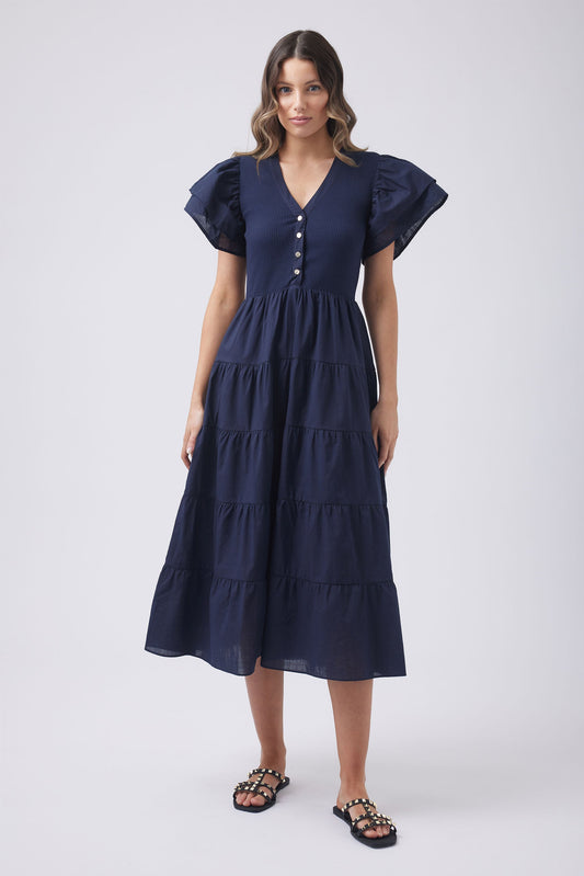 Eva Spliced Midi Dress