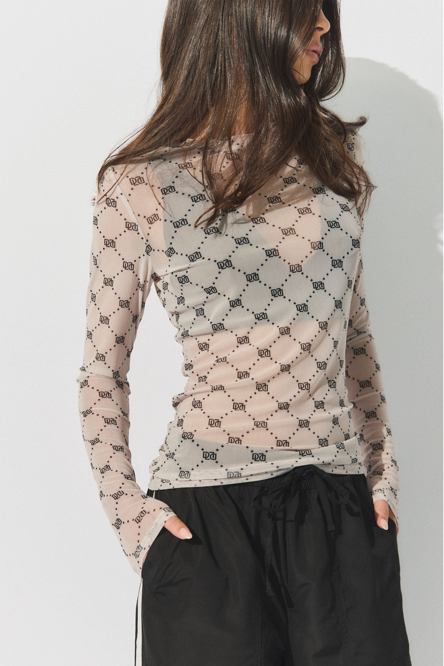 D-Luxe Monogram Mesh Top