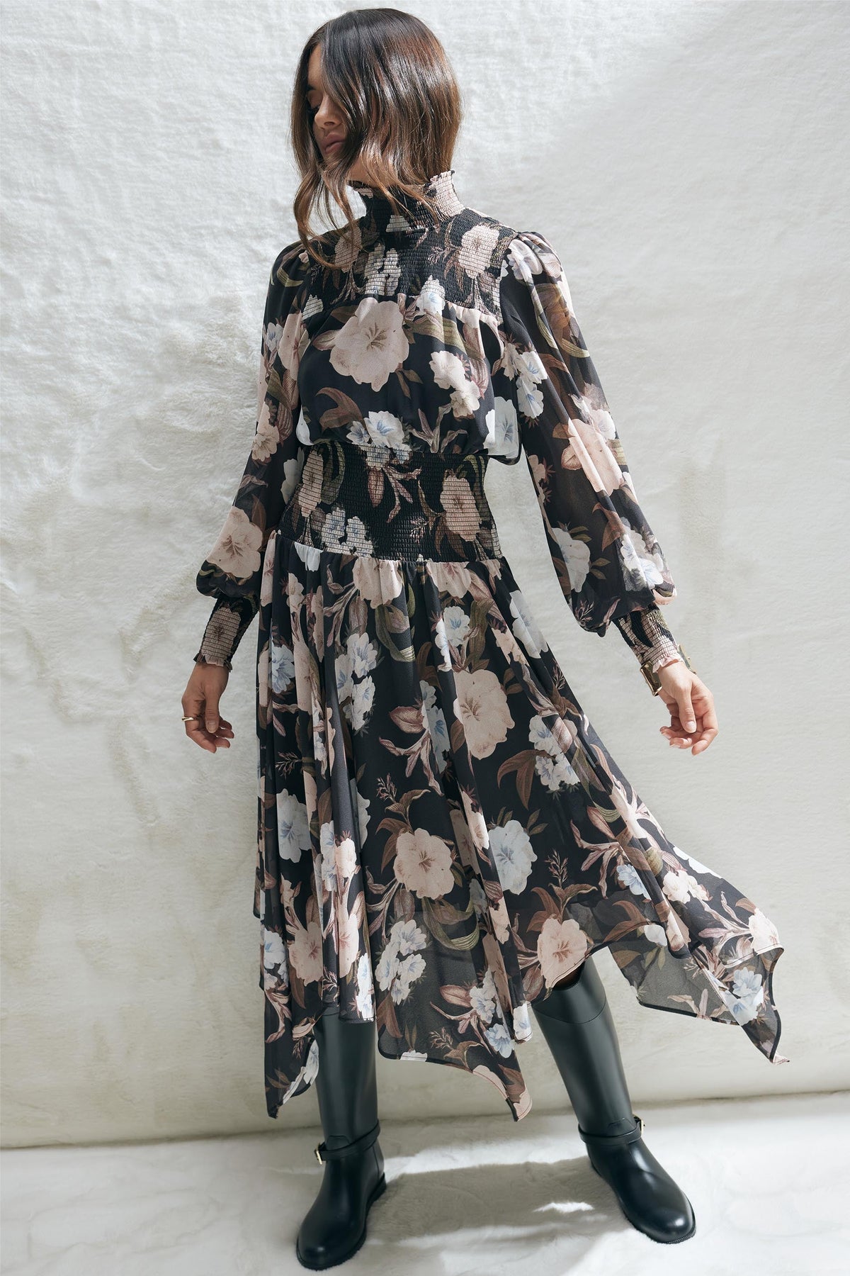 Camilla Shirred Midi Dress