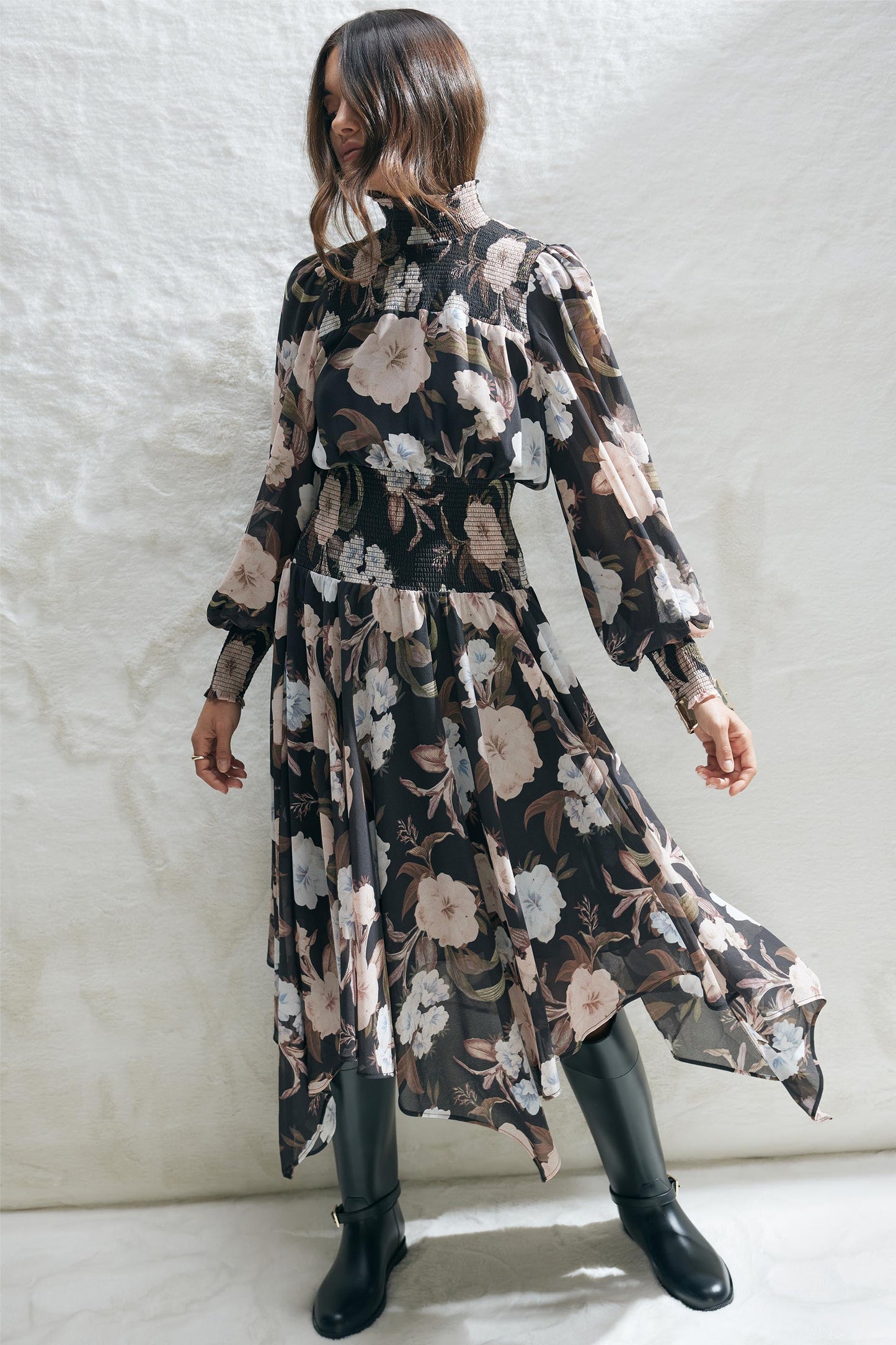 Camilla Shirred Midi Dress