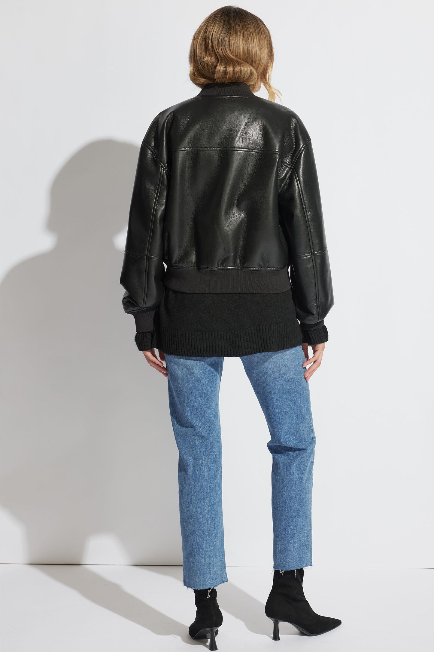Billie Cropped PU Bomber