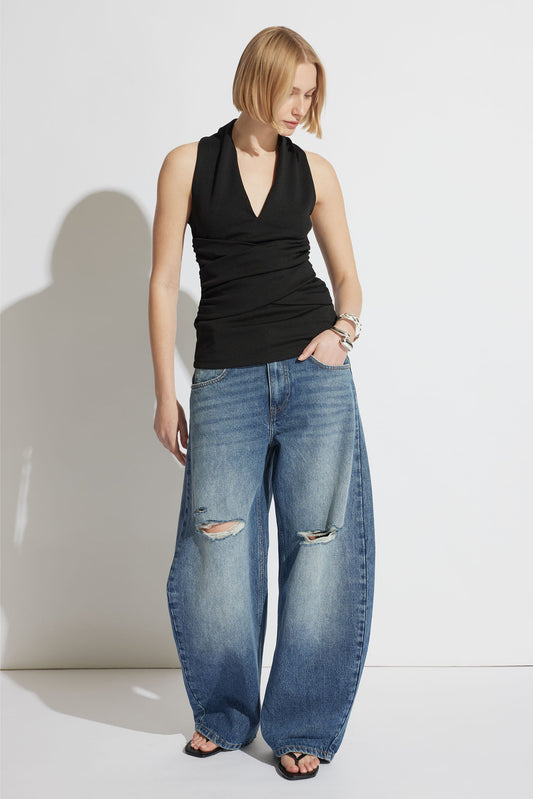 Daisy Ripped Horseshoe Jean