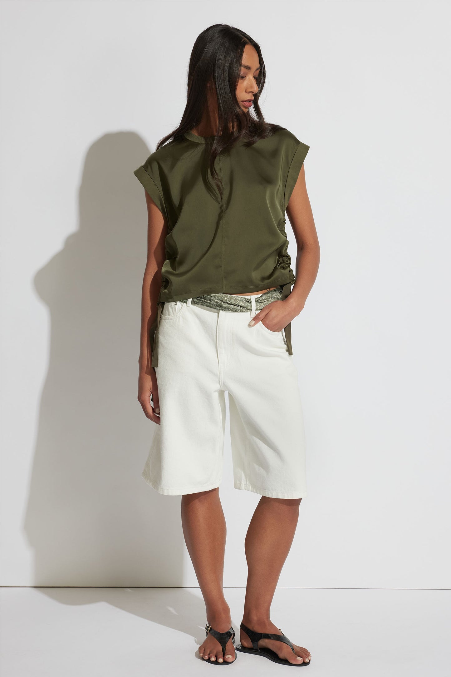 Alessia Satin Side Tie Tee