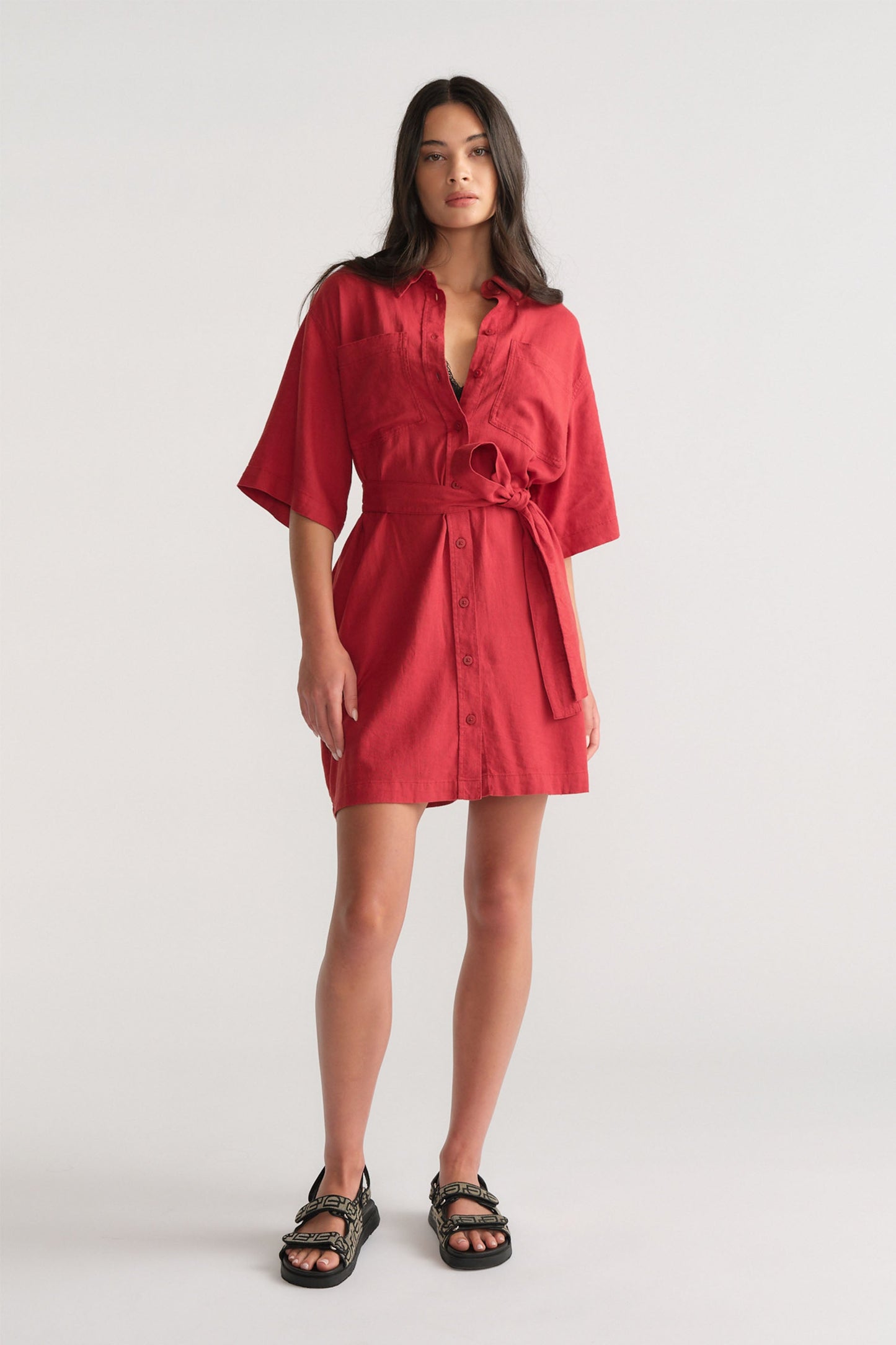 D-Luxe Linen Blend Short Dress