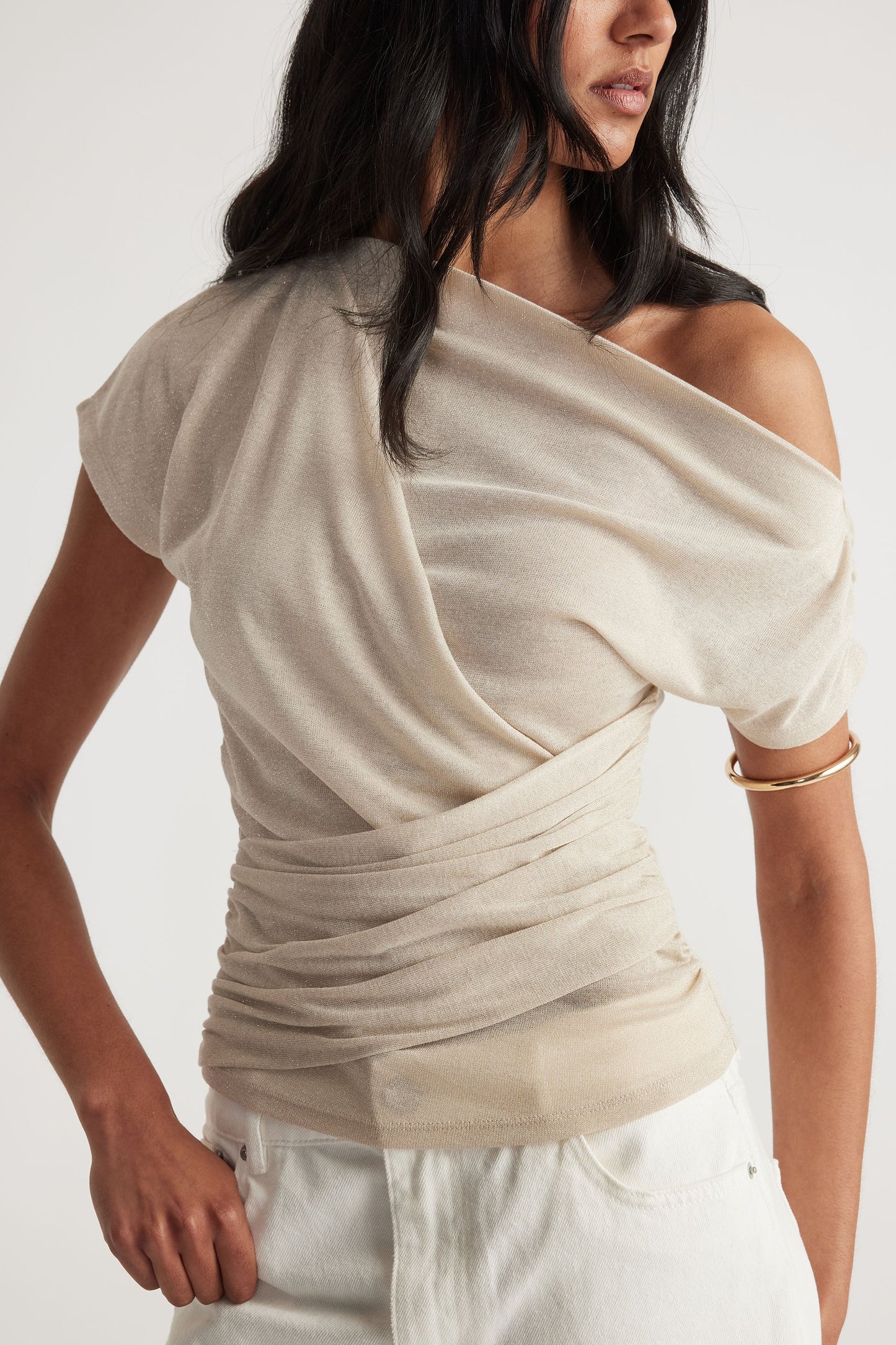 Ruby Gathered Lurex Top