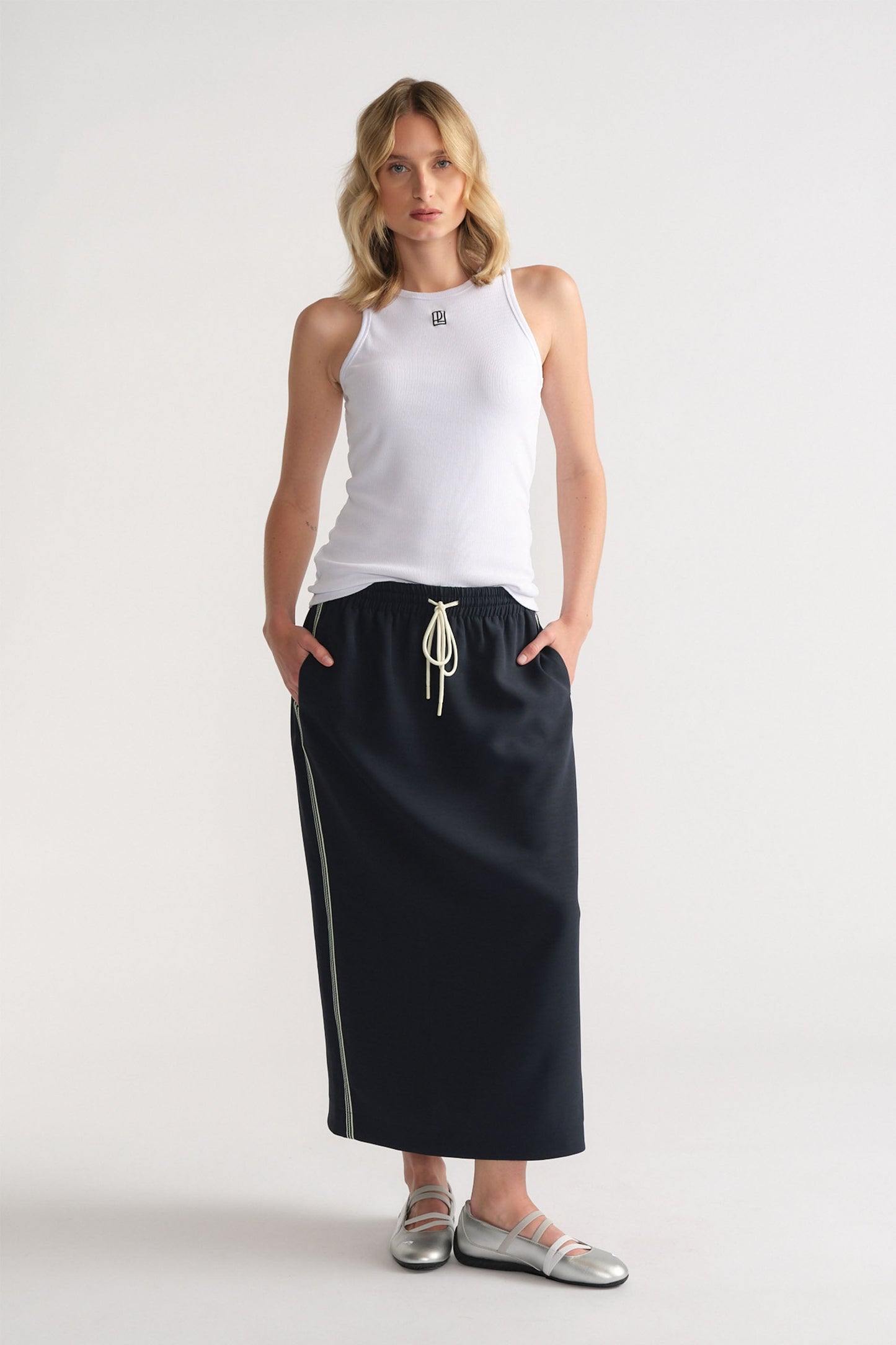 D-Luxe Racer Stripe Midi Skirt