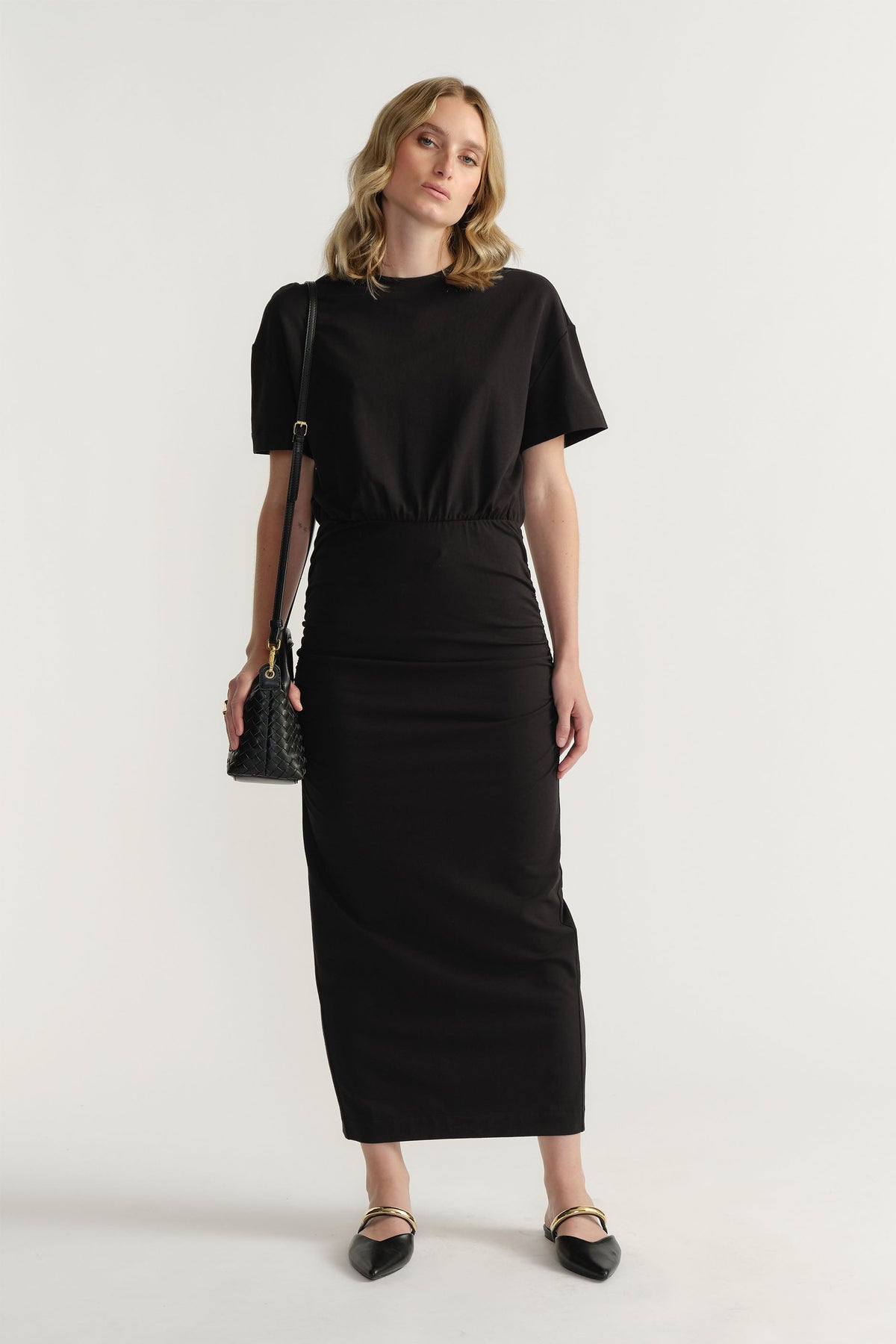 Gabbie Ruched Midi Dress