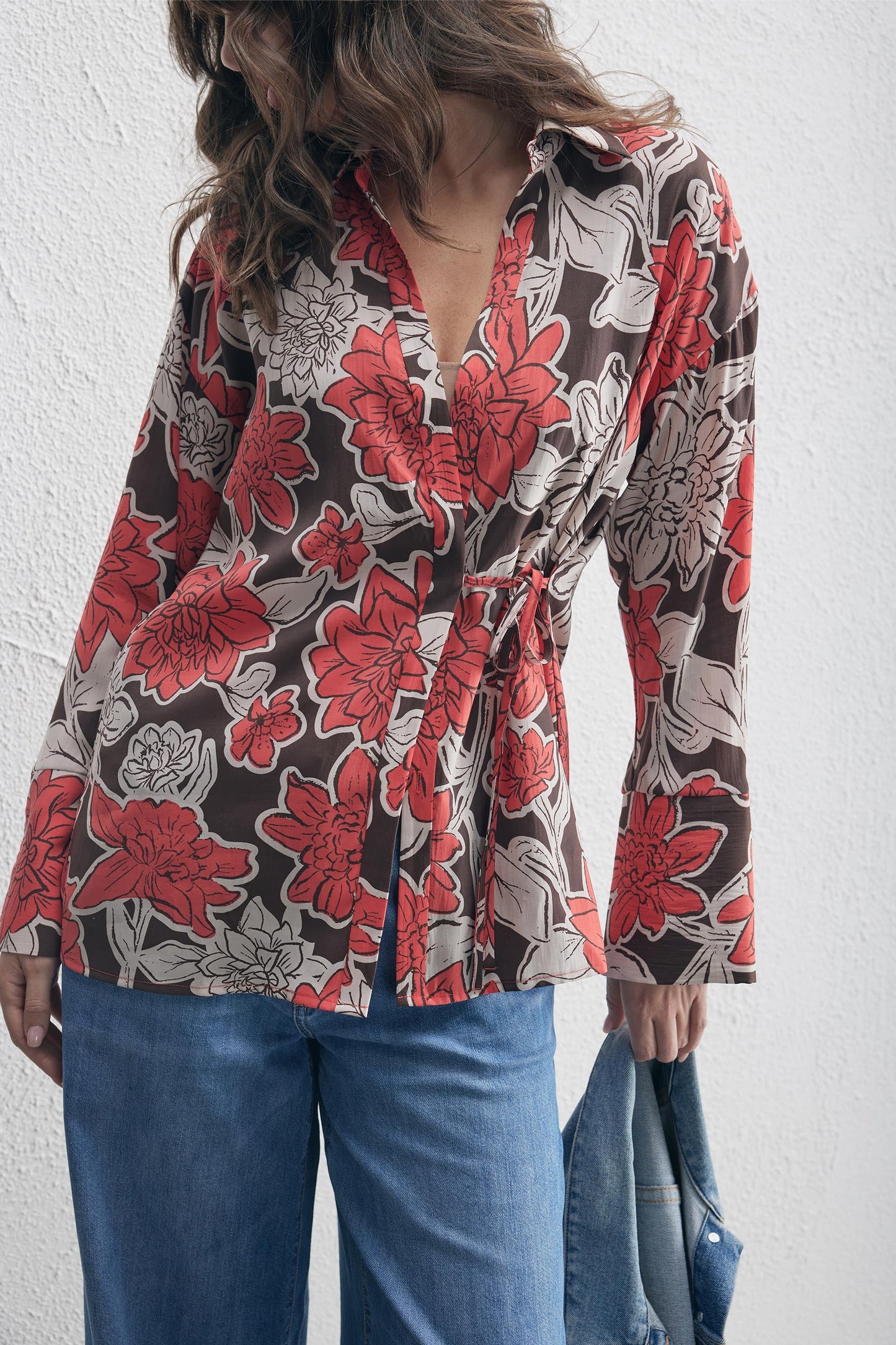 Simone Textured Tie Shirt