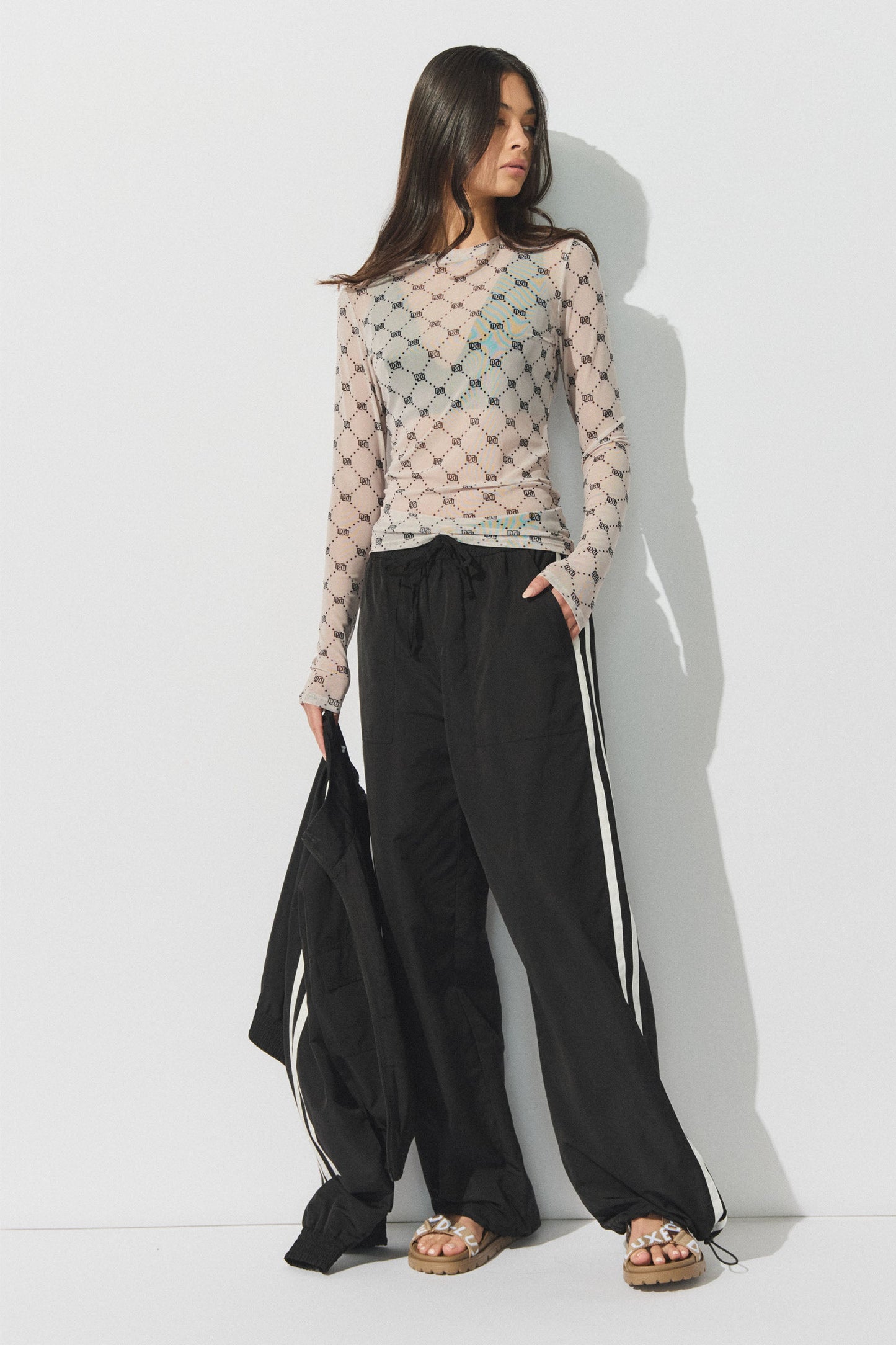 D-Luxe Monogram Mesh Top