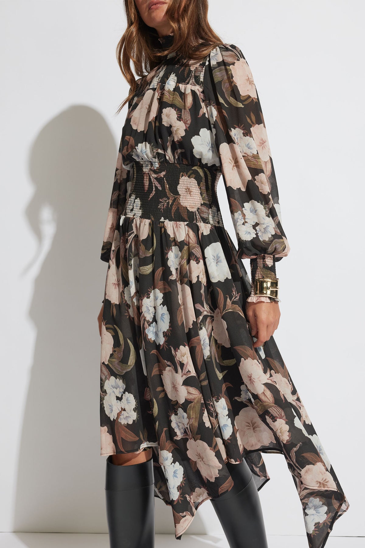 Camilla Shirred Midi Dress
