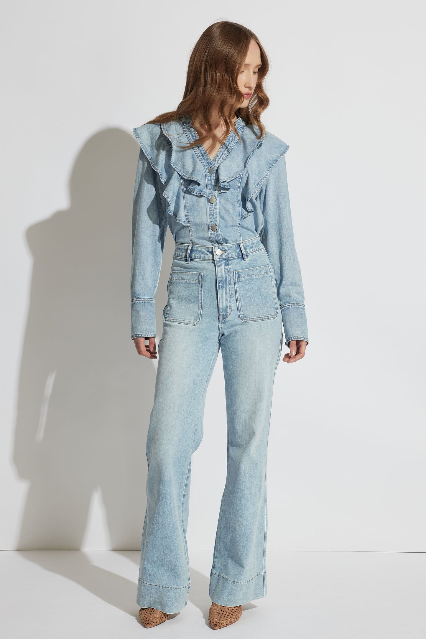 Cecilia Ruffle Denim Blouse
