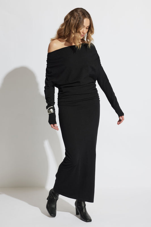 Aesha Tip Shoulder Midi Dress