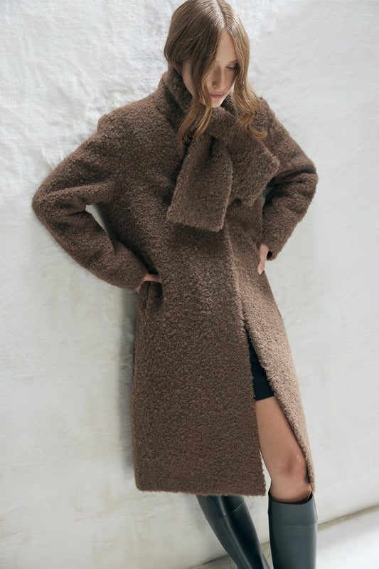 Erika Boucle Scarf Coat