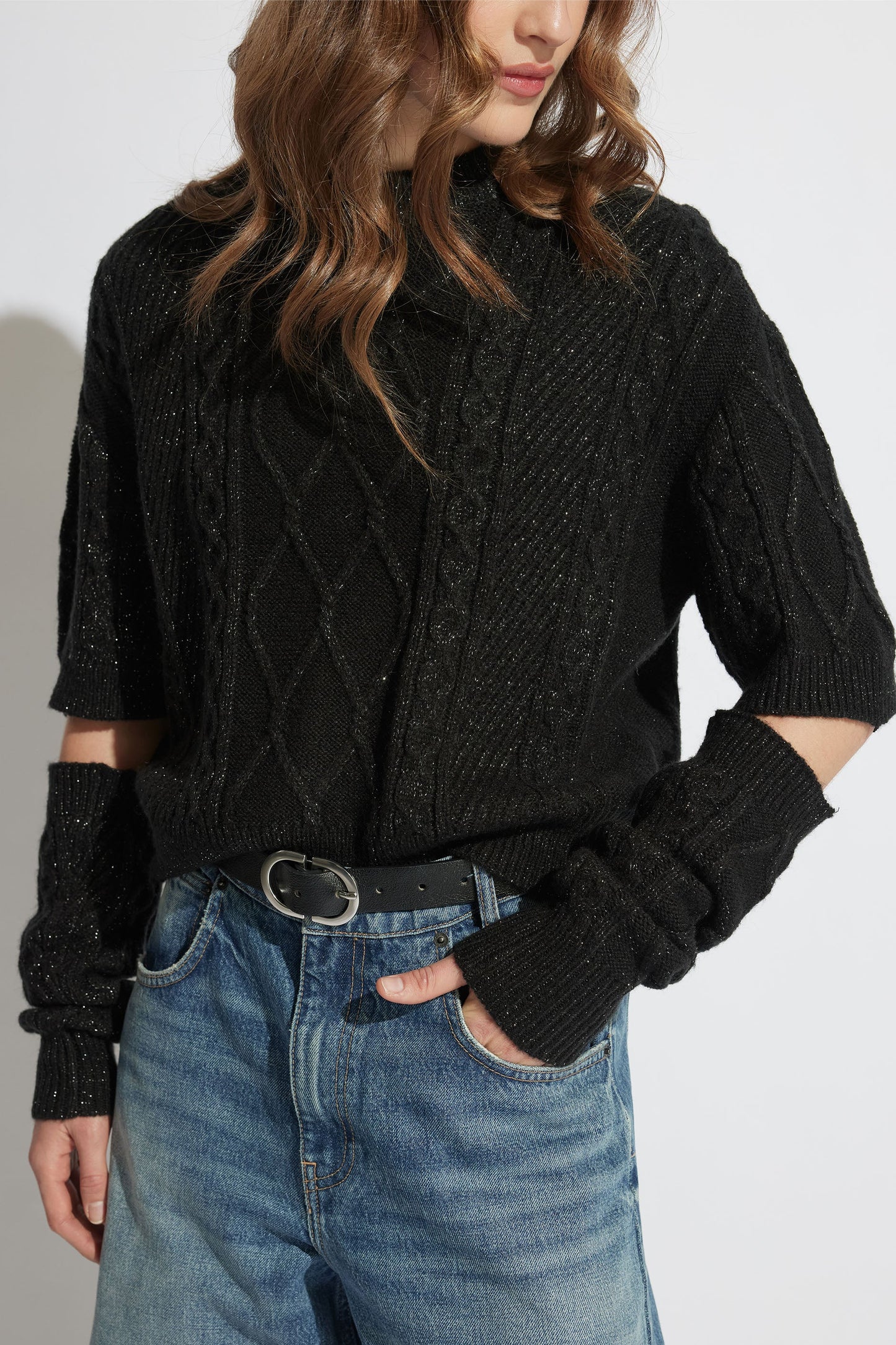 Sasha Lurex Cable Knit Jumper