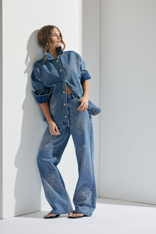 Bree Embellished Denim Shacket
