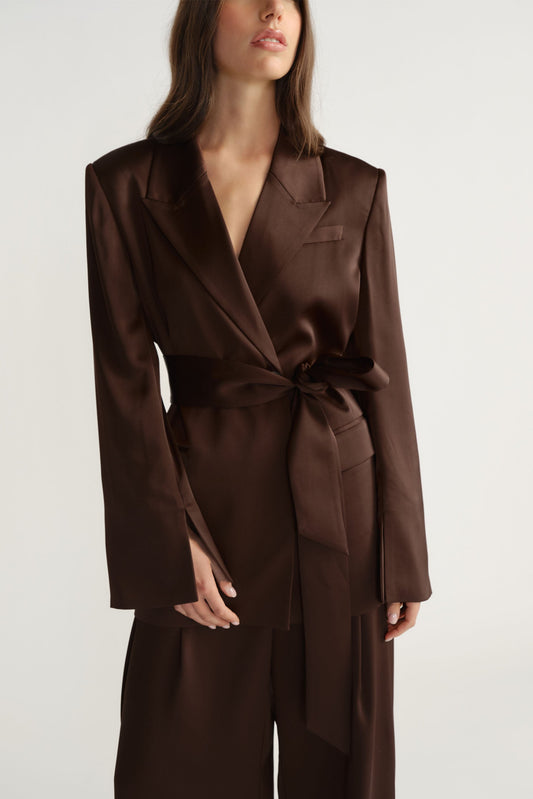 Sadie Satin Wrap Blazer