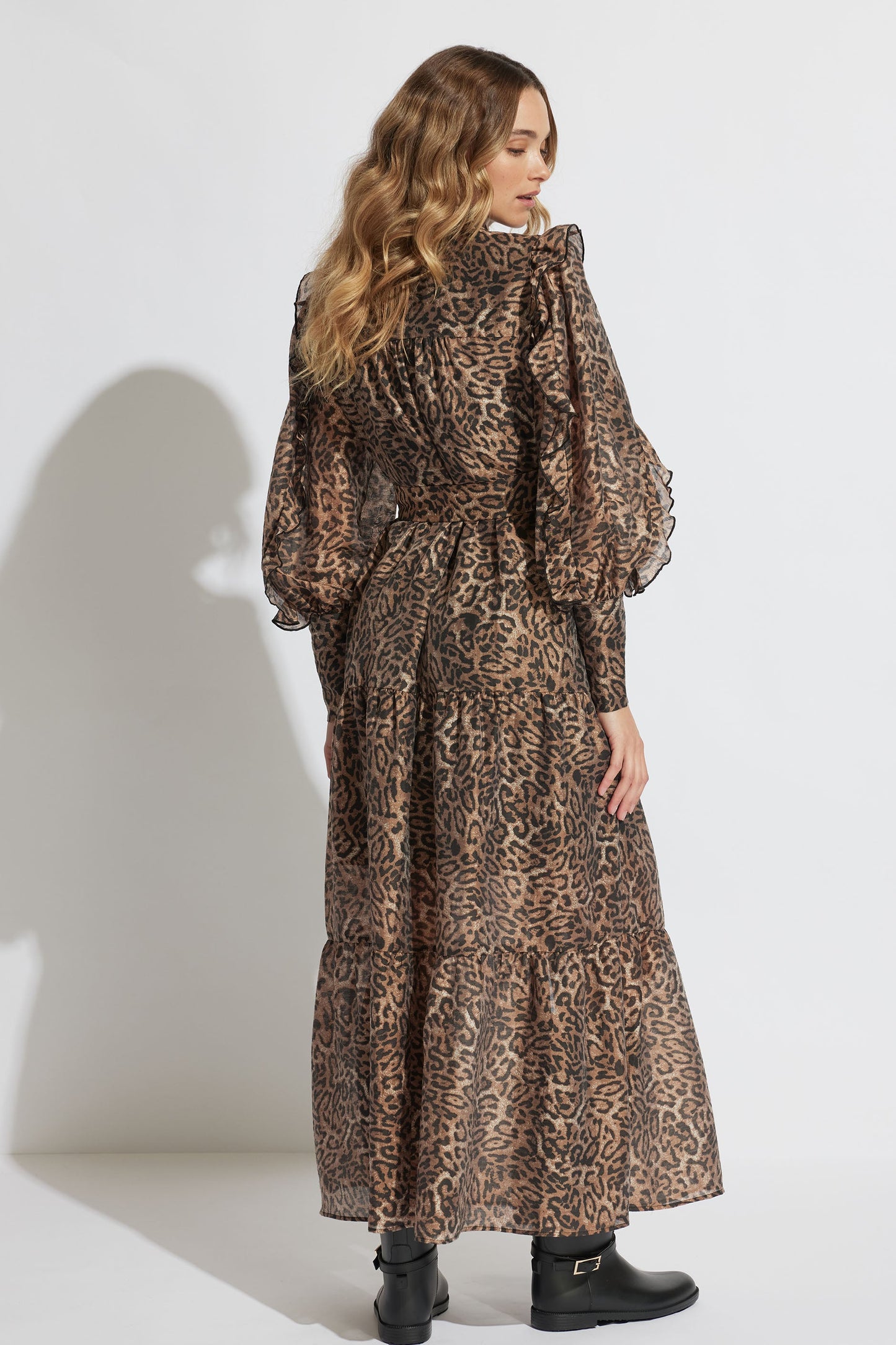 Rina Ruffle Maxi Shirt Dress