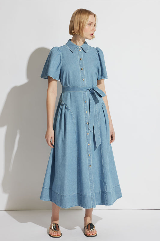 Daisy Denim Midi Shirt Dress