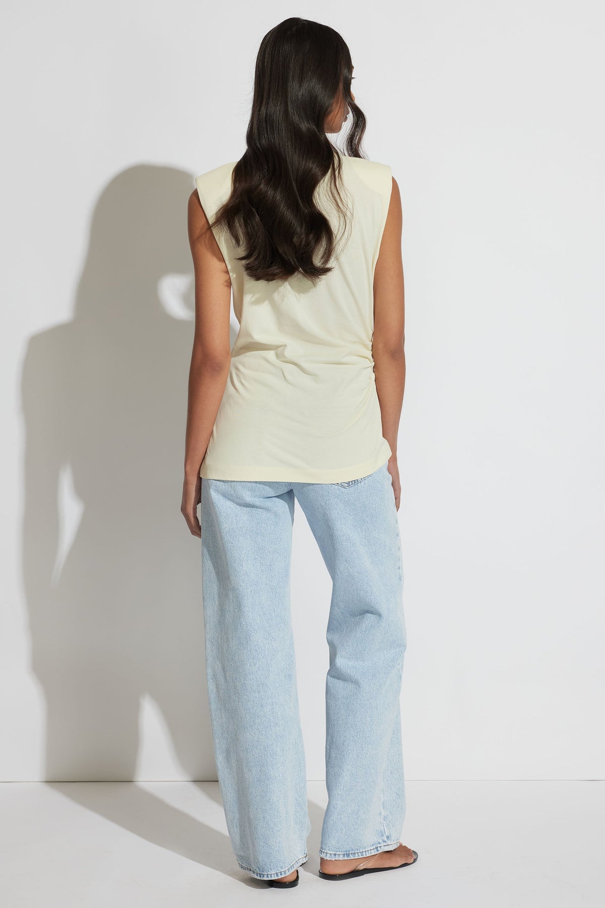 Ella Shoulder Pad Ruched Tank