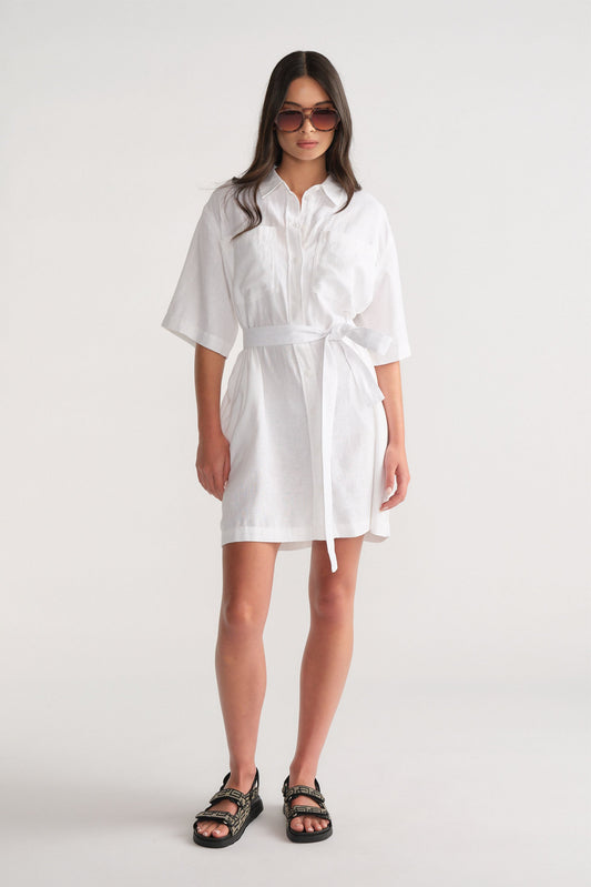 D-Luxe Linen Blend Short Dress