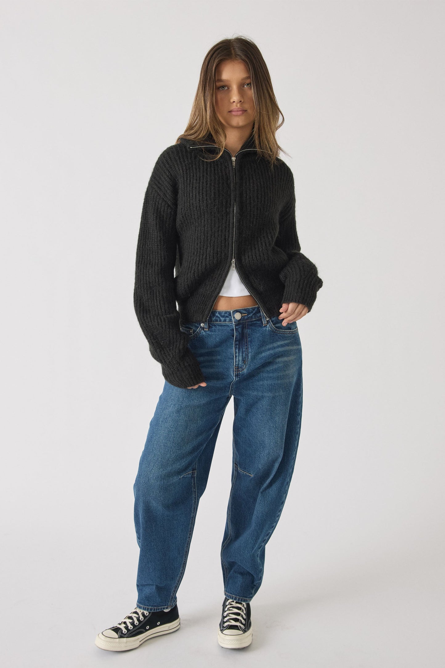 Girls Indi Zip Through Knit