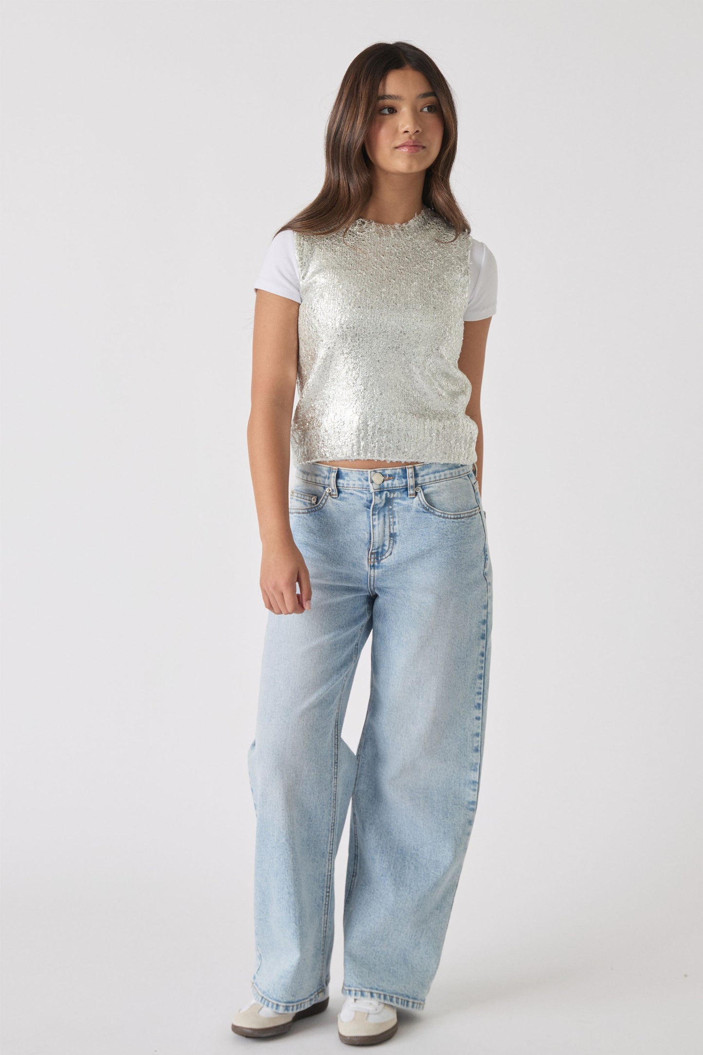 Girls Metallic Knit Vest