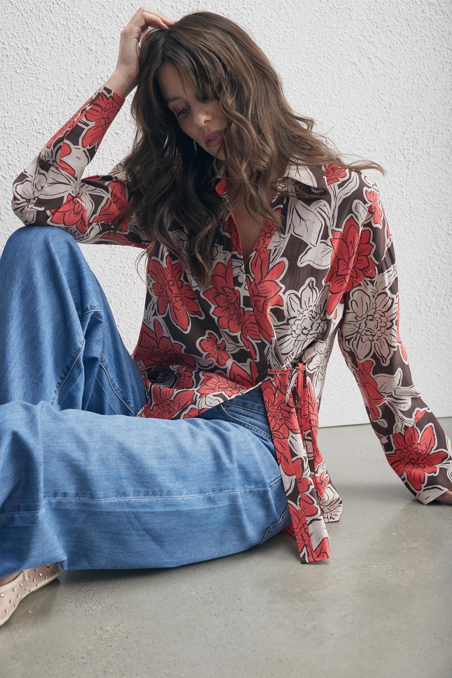 Simone Textured Tie Shirt