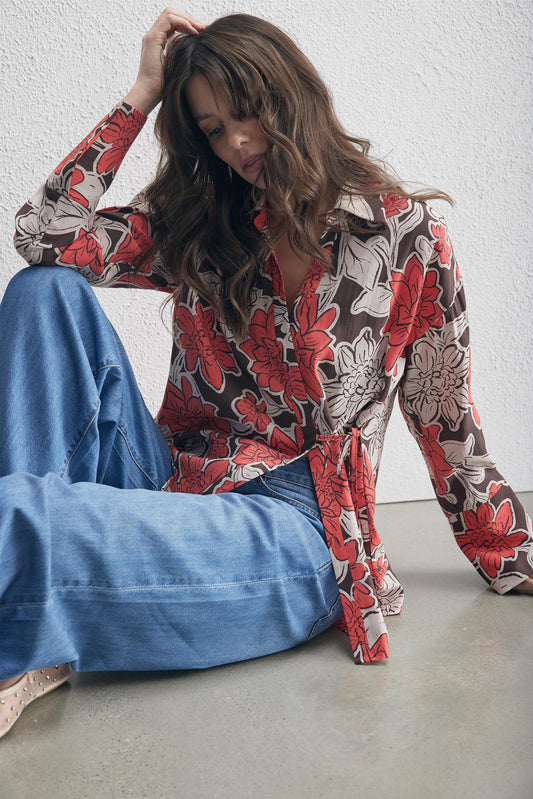 Simone Textured Tie Shirt