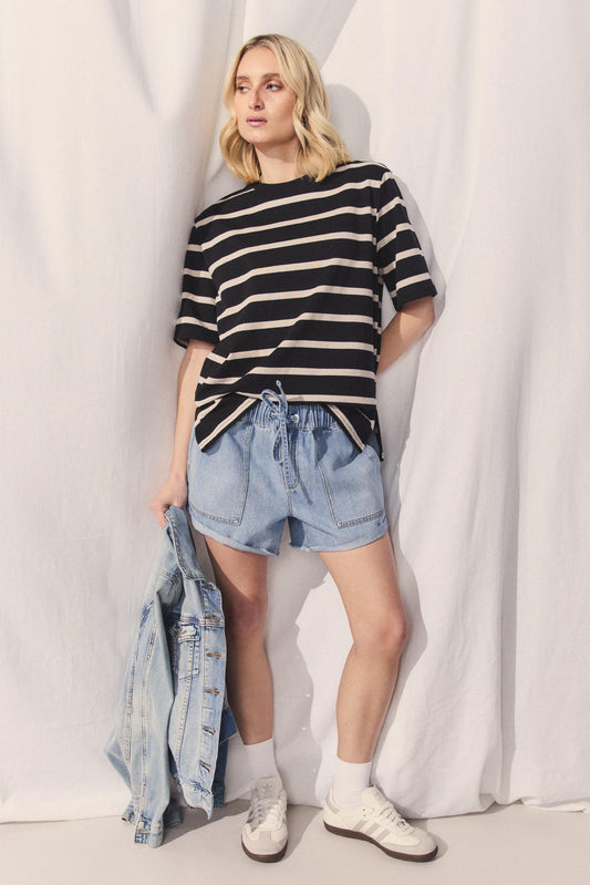 D-Luxe Stripe Boxy Tee