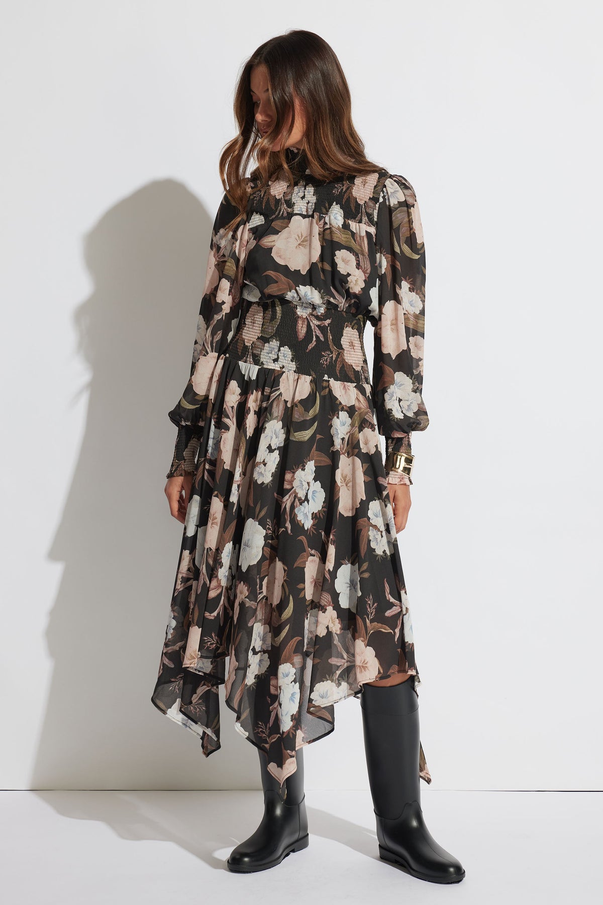 Camilla Shirred Midi Dress