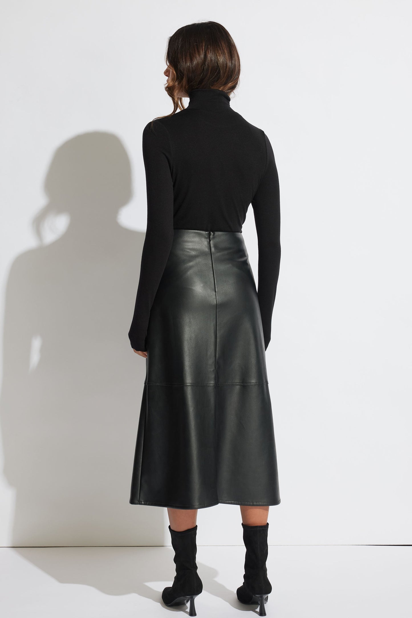 Nia Faux Leather Midi Skirt