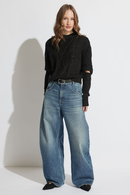 Sasha Lurex Cable Knit Jumper