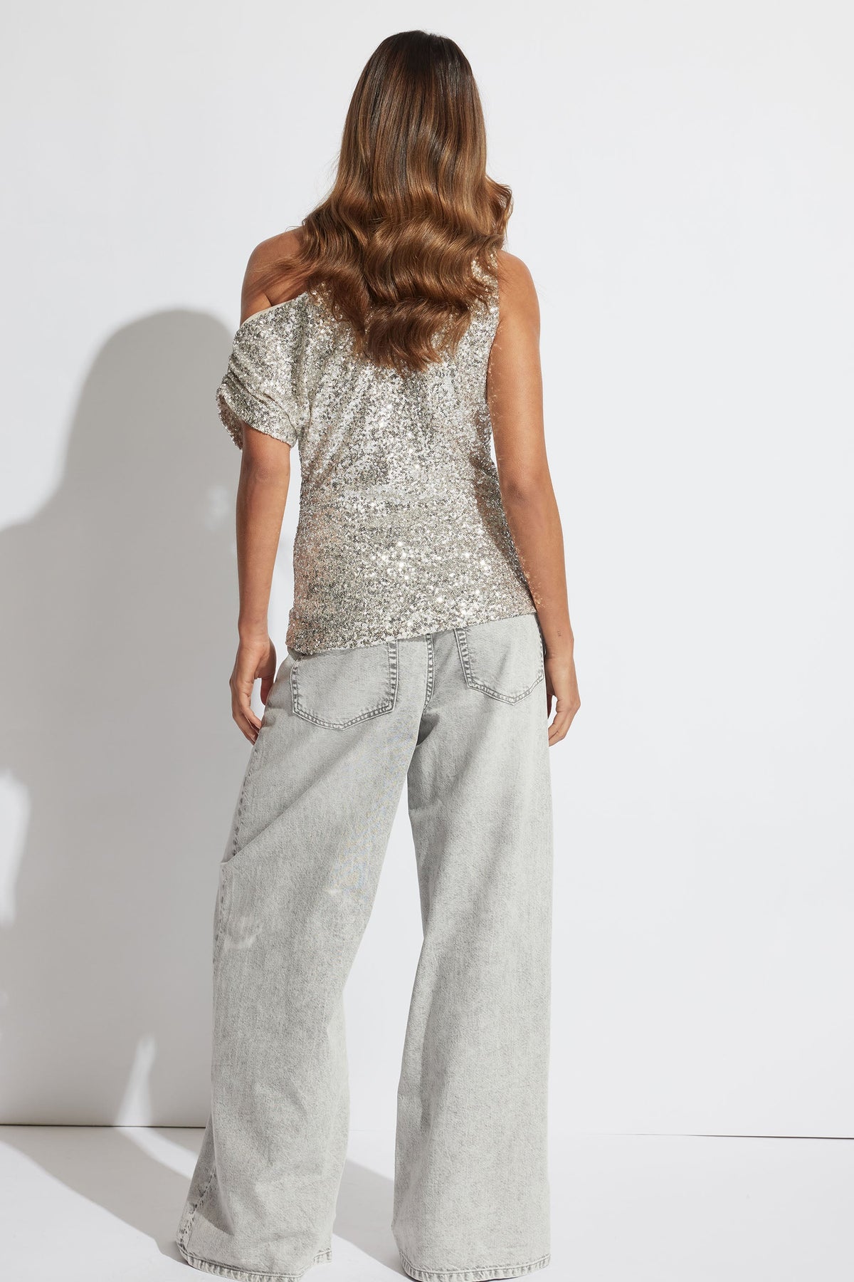 Mae Tipped Shoulder Sequin Top