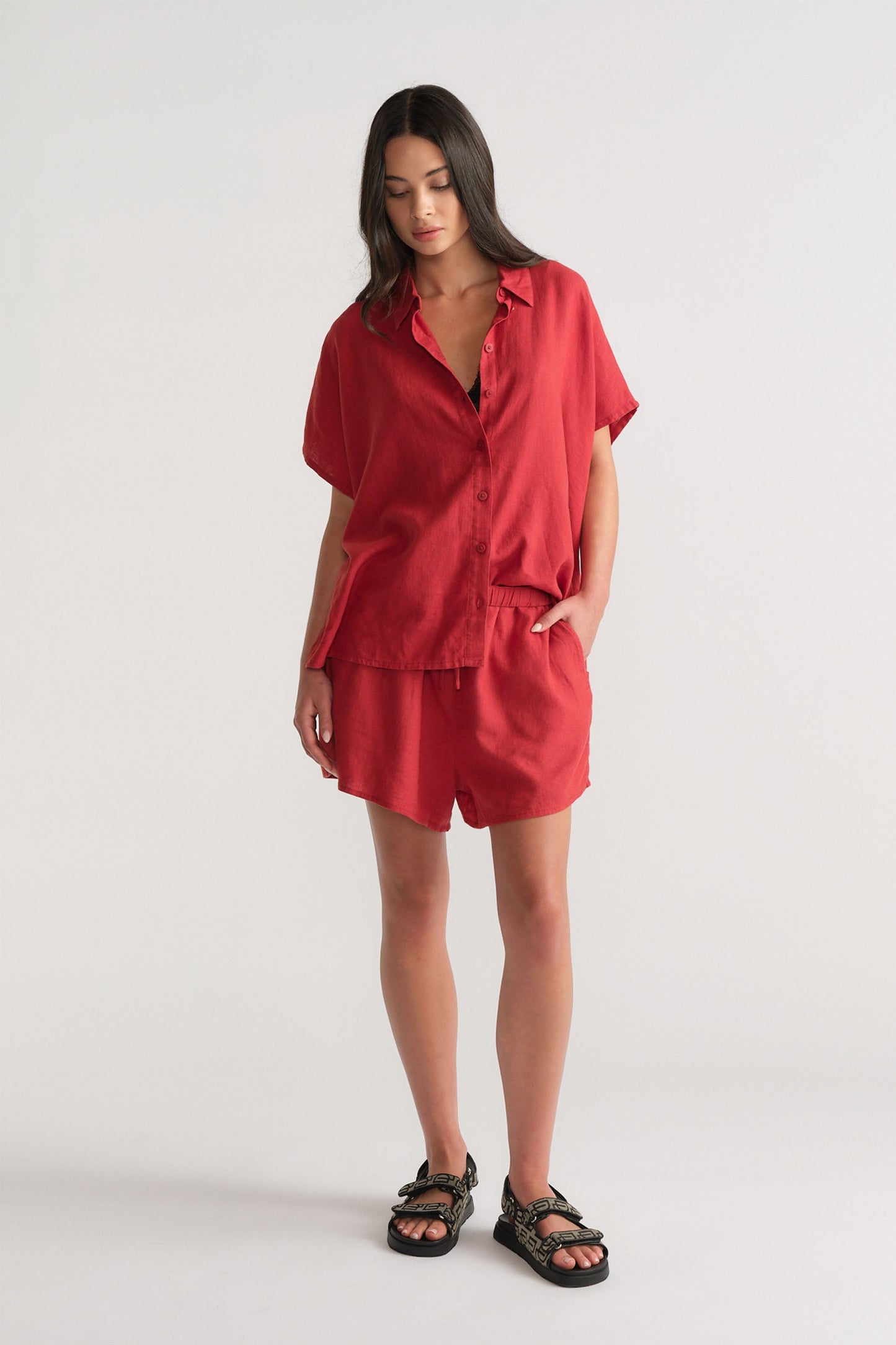 D-Luxe Linen Blend Flip Short