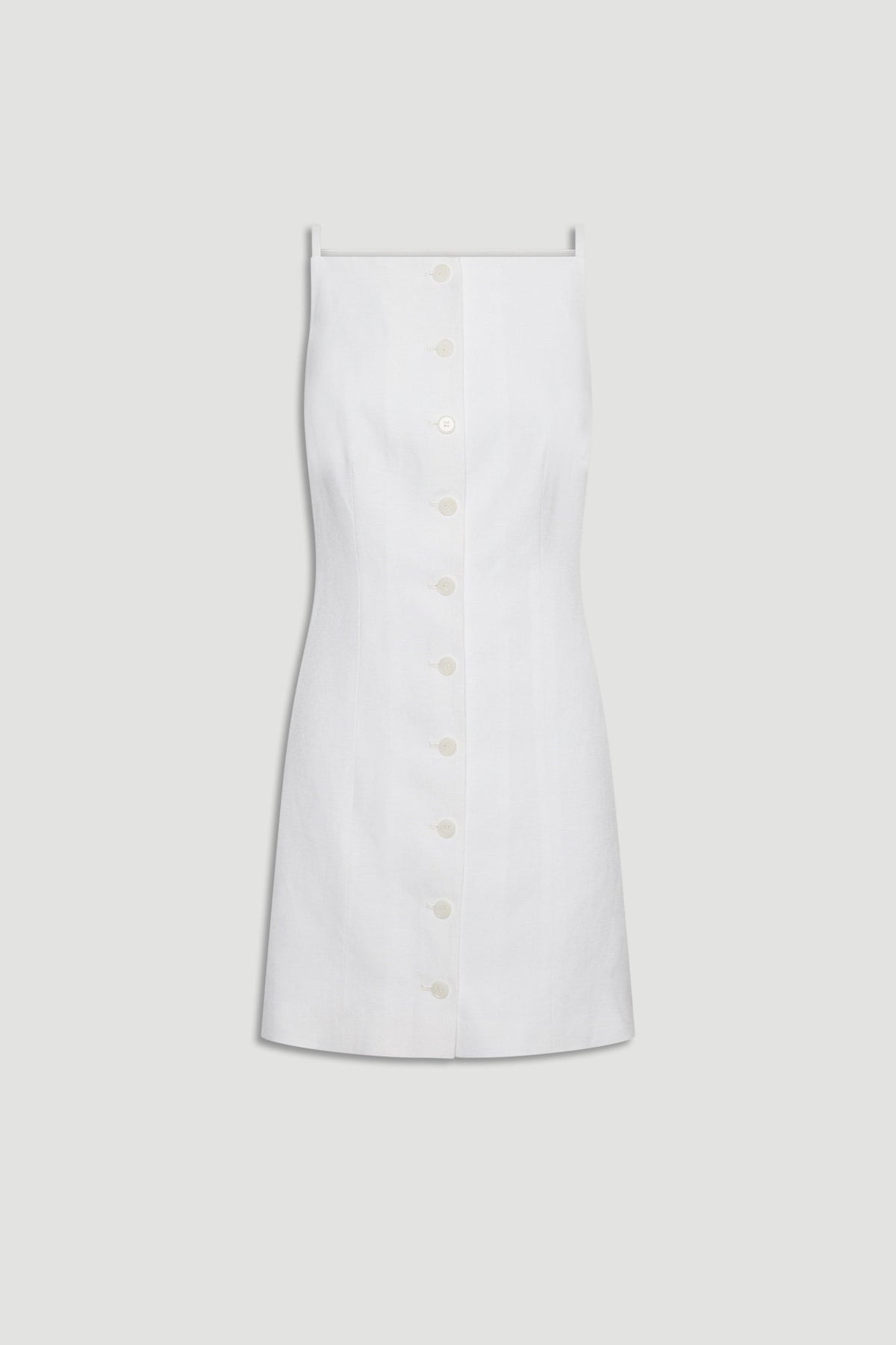 Benne Button Front Vest Dress in white with sleeveless design and button through closure, gallery position 4 portrait view