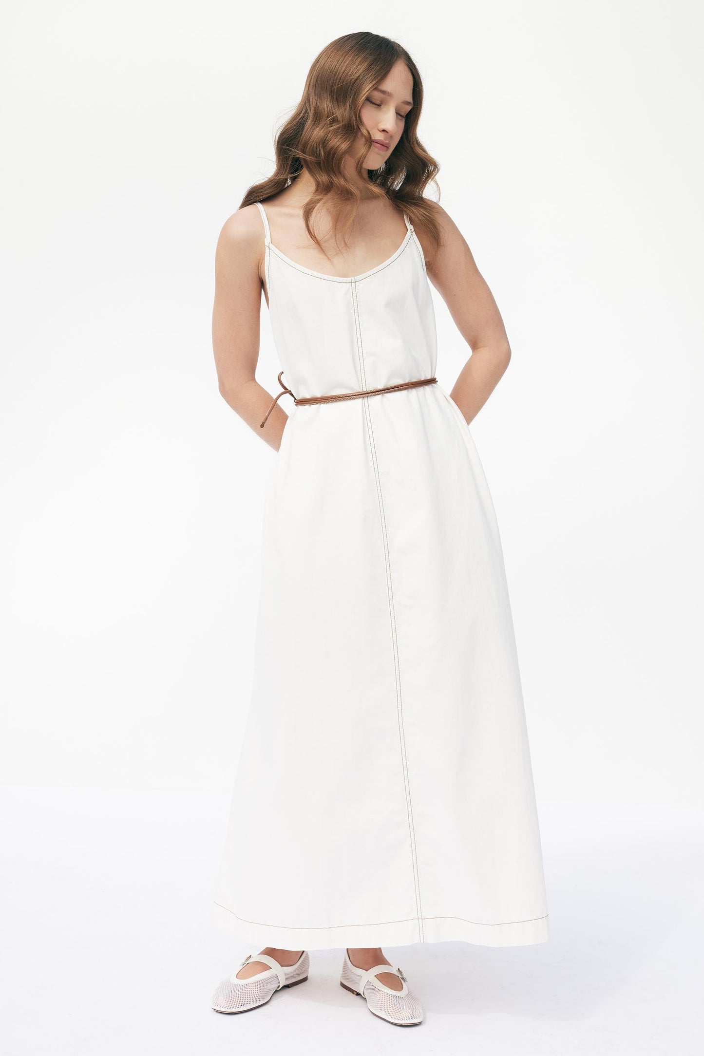 Sari V Neck Denim Maxi Dress