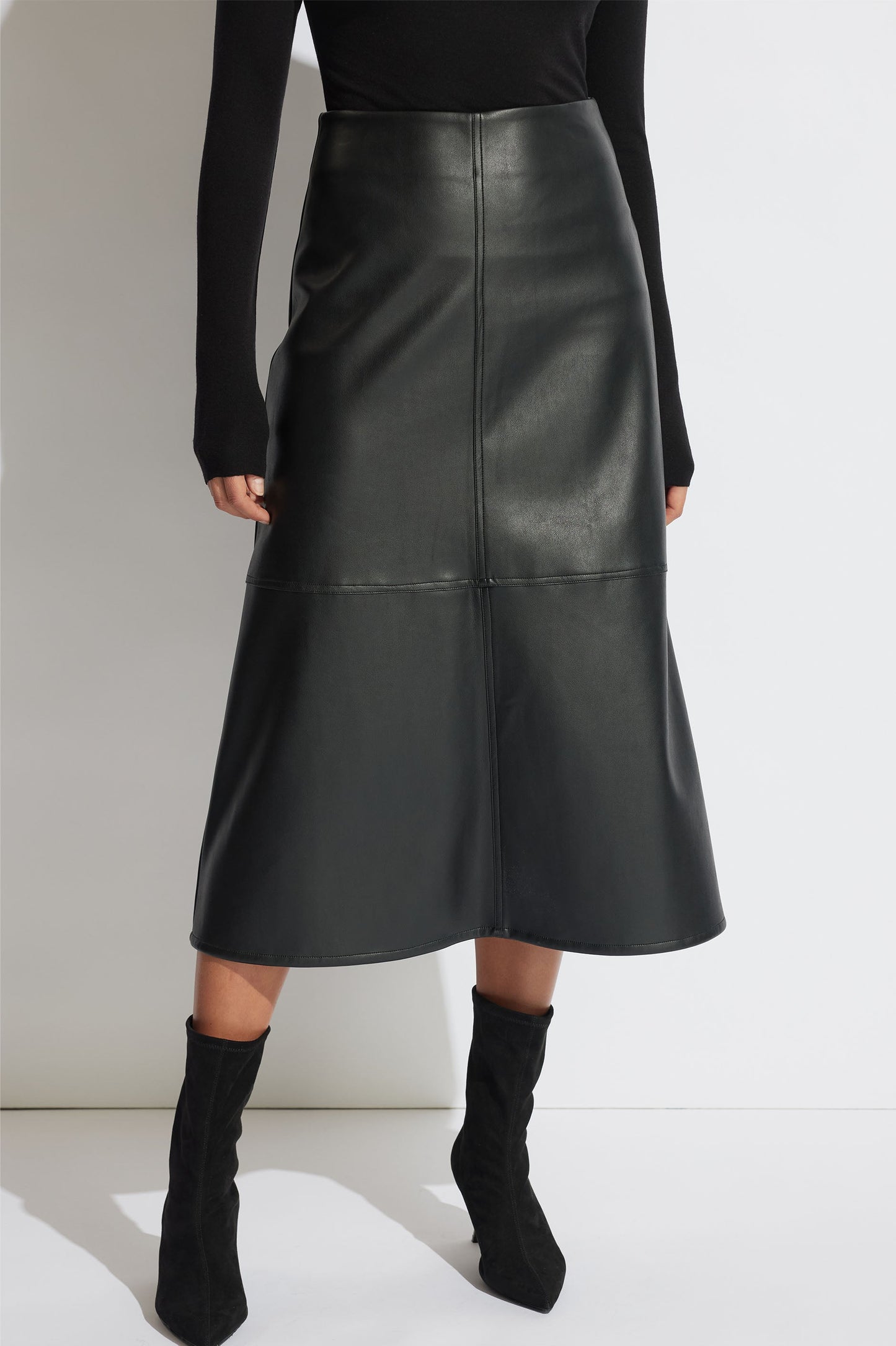 Nia Faux Leather Midi Skirt