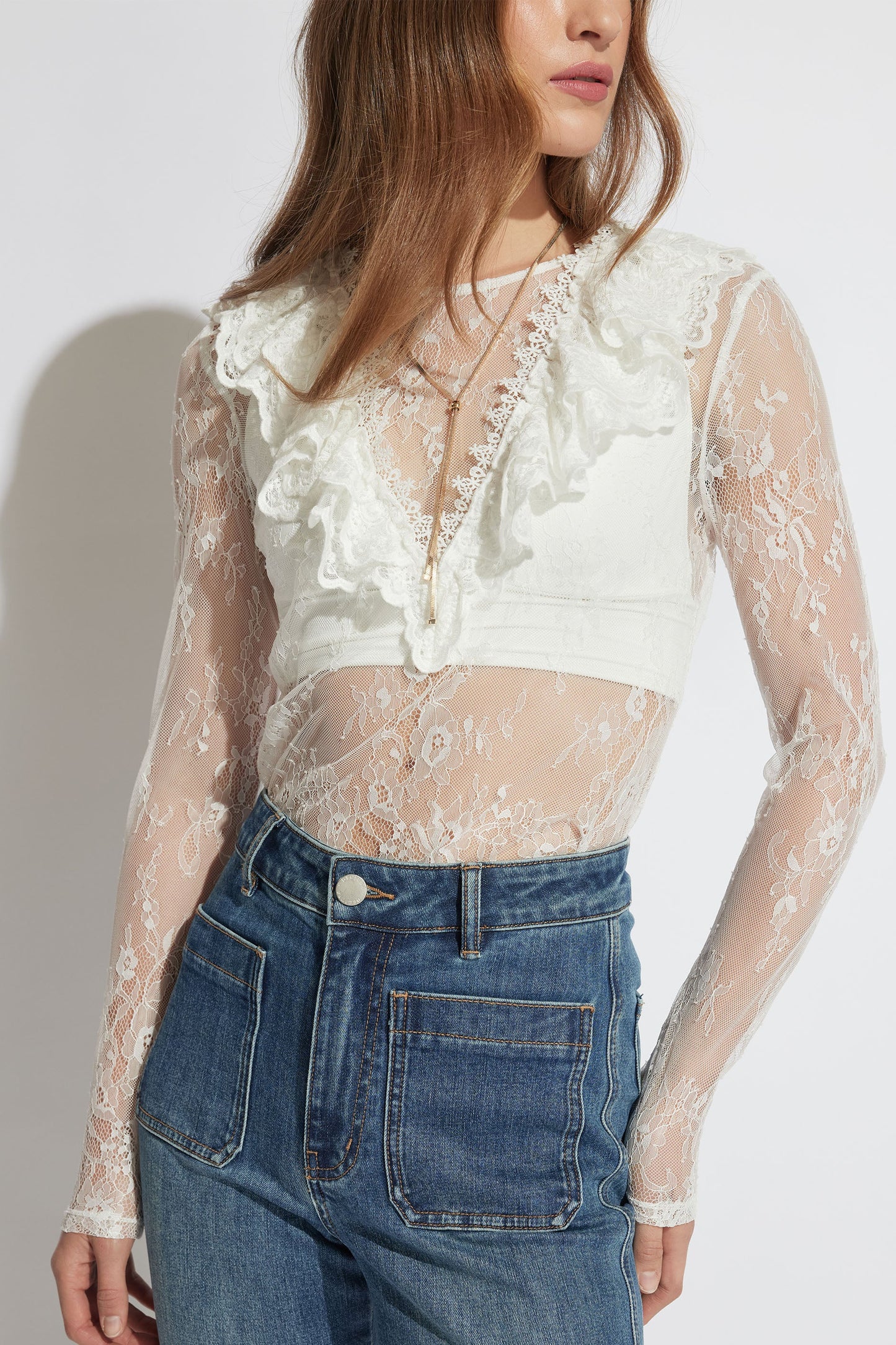 Megan Ruffle Lace Top