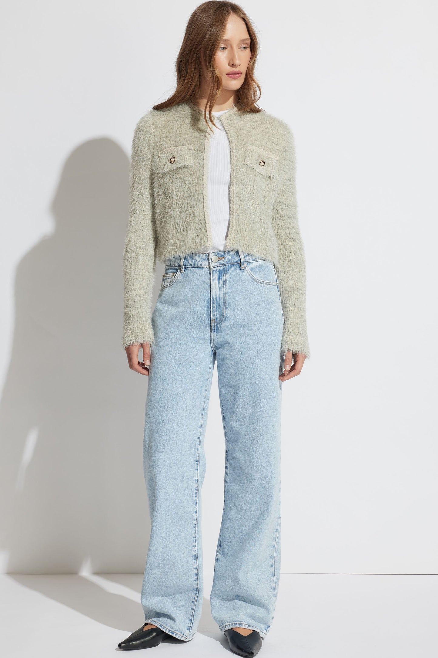 Celia Cropped Fluffy Cardigan
