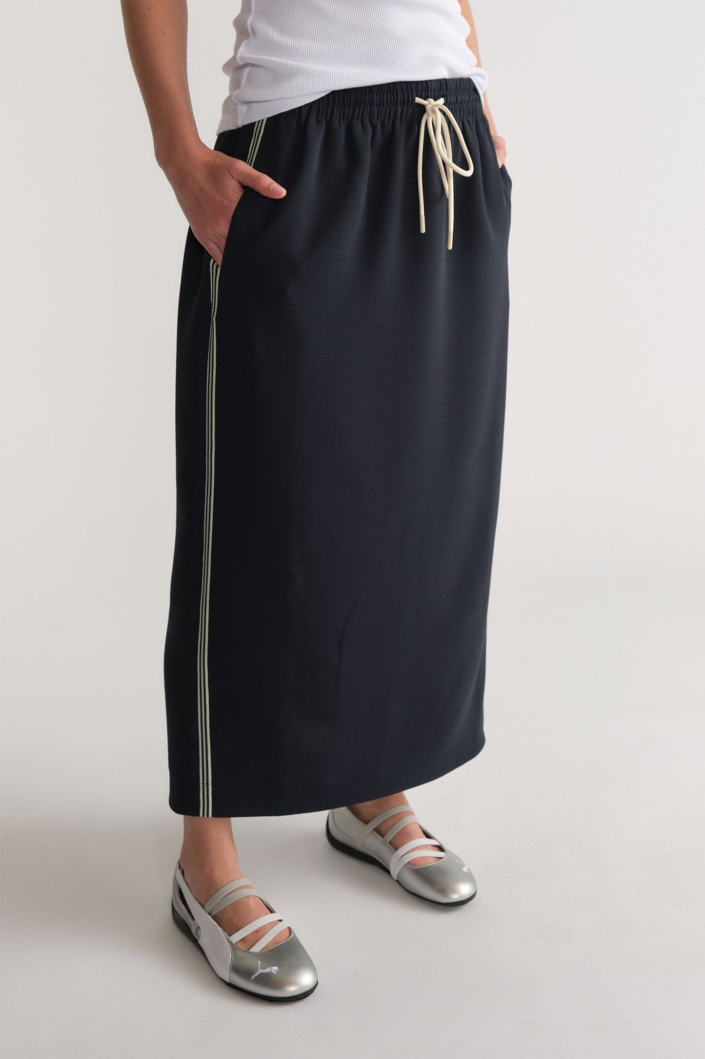 D-Luxe Racer Stripe Midi Skirt